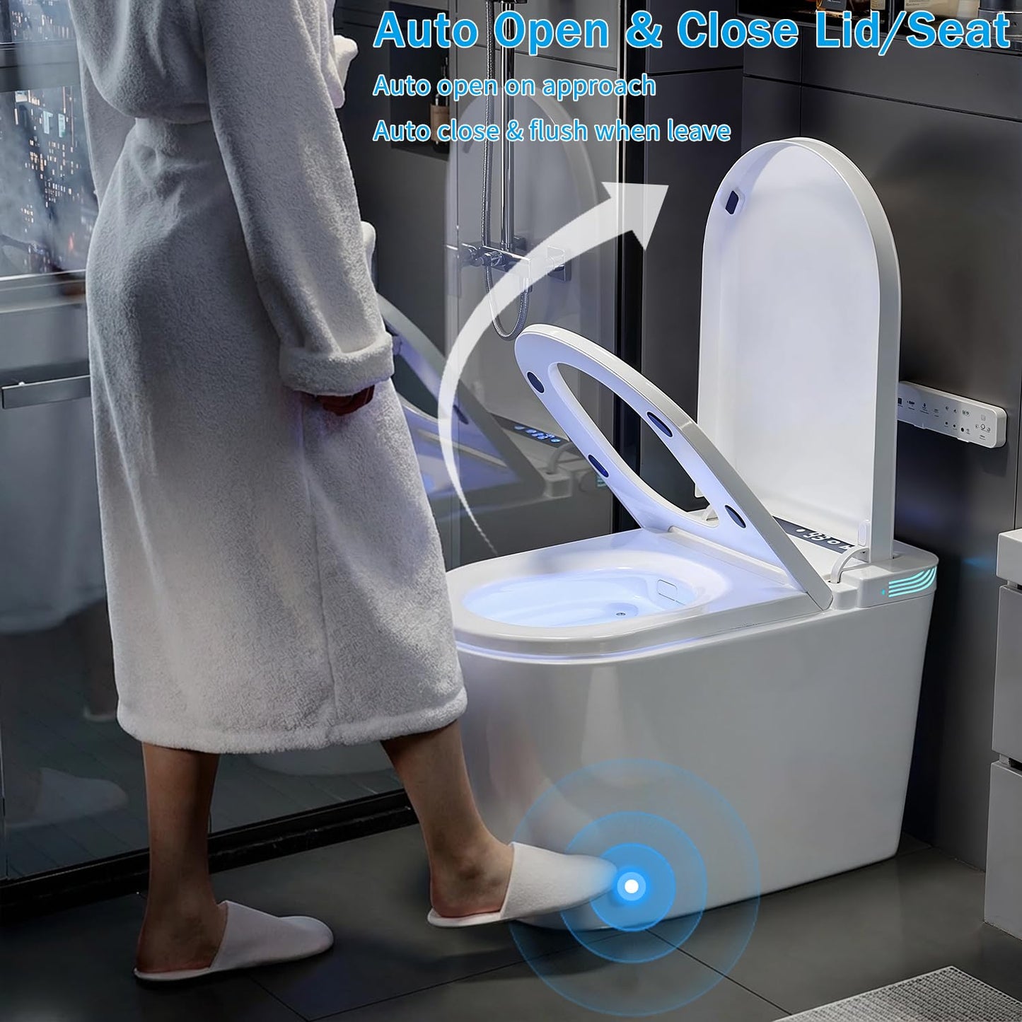 TOTTE Smart Toilet with Bidet Built-in, Auto Open/Close Lid, Auto Power 1000g MaP Flush, 1.28 GPF, One Piece Elongated Toilet with Instant Warm Water & Warm Air Dryer, Built-in Aroma