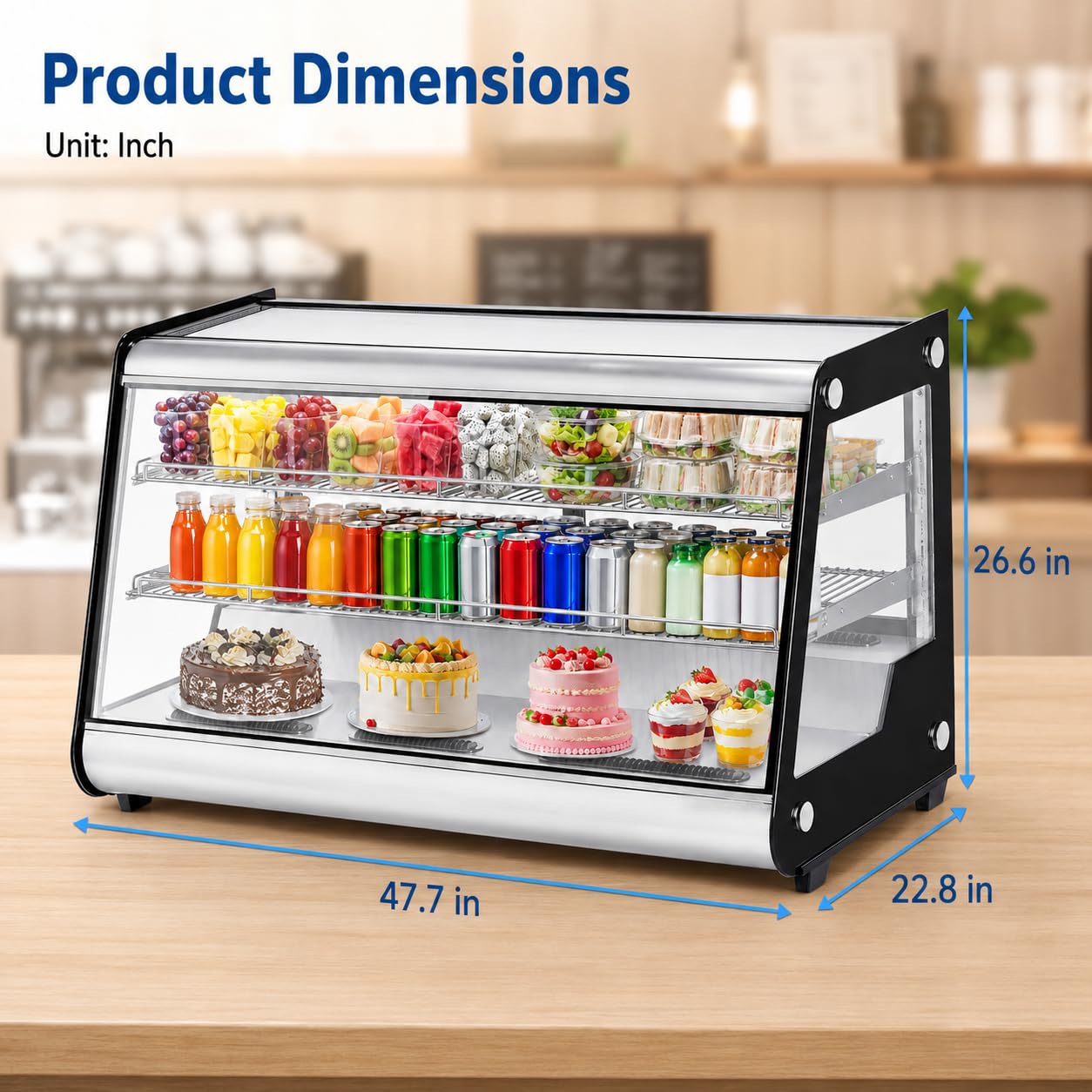 8.1 Cu.Ft Commercial Glass Door Refrigerator | Countertop Display Fridge with LED Lighting for Bakeries, Cafes, Convenience Stores | Energy Efficient, Adjustable Shelves, Auto-Closing Door