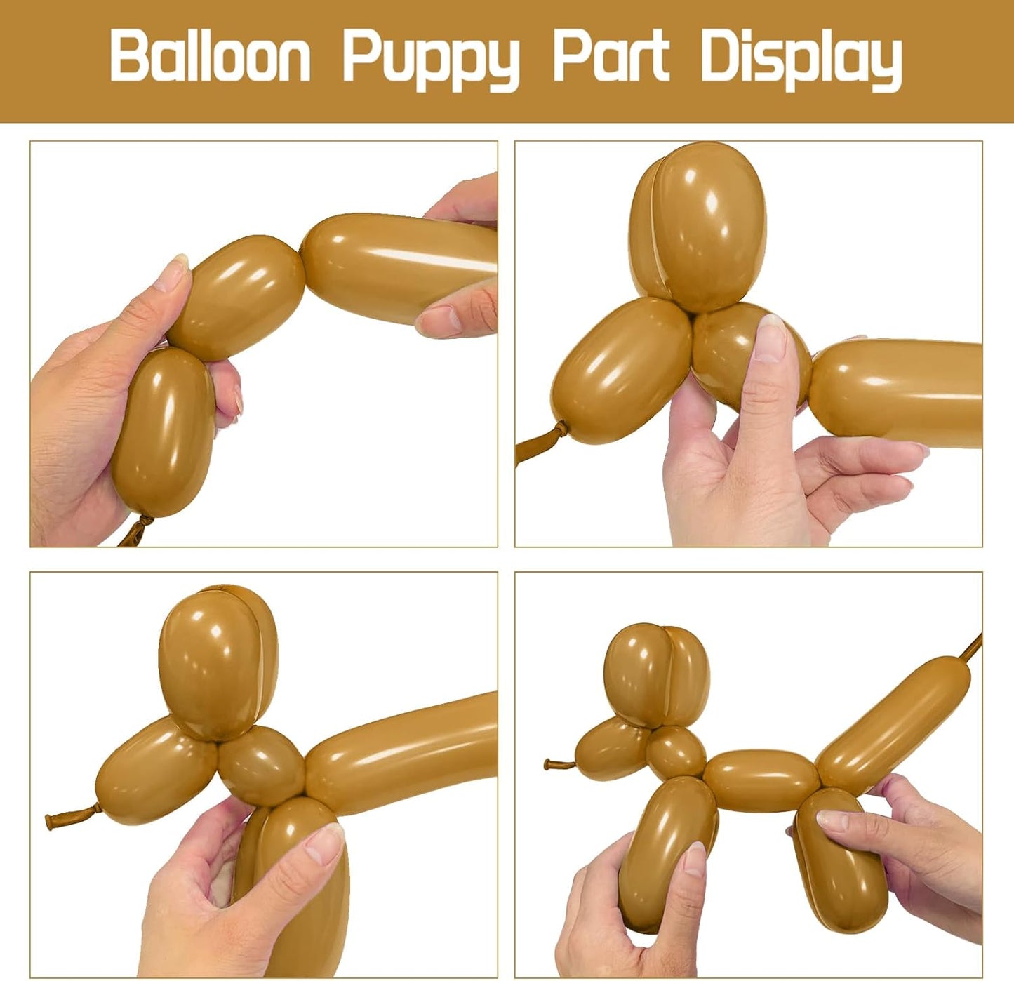 Skiennix 100Pcs Long Latex Balloons - Thick Twisting Balloons for Animal Modeling | Brown Color