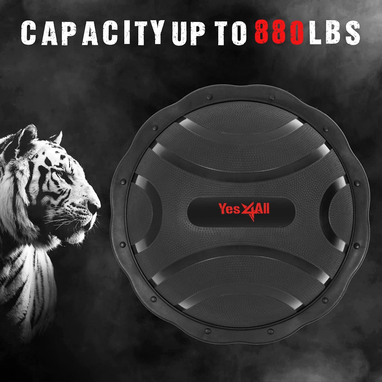 Yes4All 880LBS Half Ball Balance Trainer, Pilates Balance & Stability Ball for Exercises, Home Gym, Floor & Full Body Workouts, Matte Black
