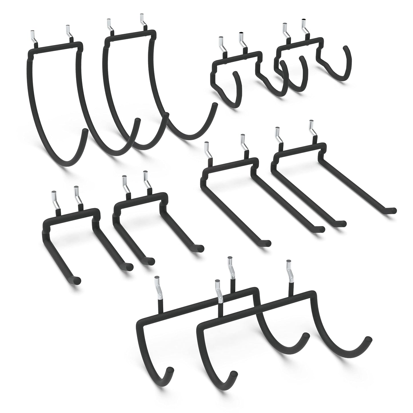 HUHOLE 10-Pack Heavy Duty Pegboard Hooks for Power Tools & Garage Organization, Vinyl-Coated Steel Drill Holders & Utility Hangers, Fits Standard 1/4" Pegboards