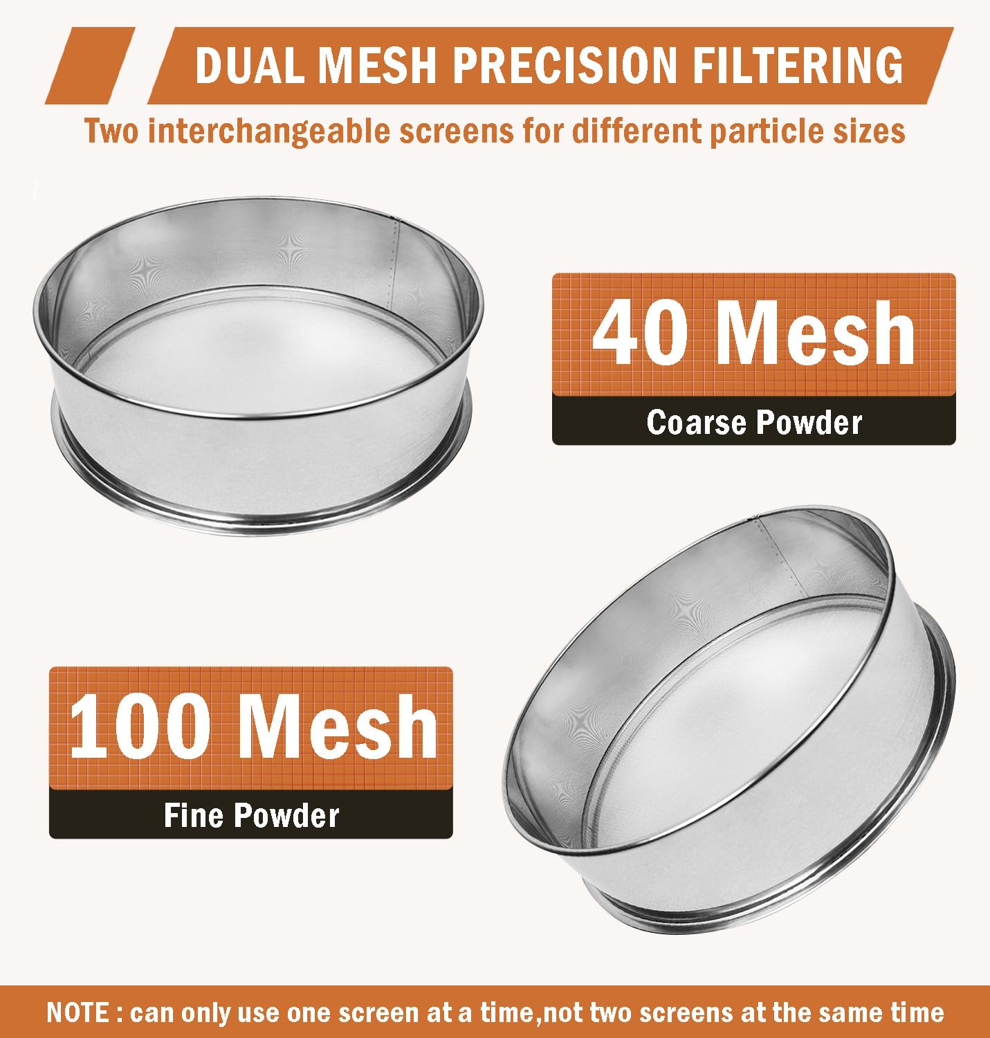 Sidasu 19.6" Stainless Steel Vibrating Sifter Machine, 110V Electric Sieve Shaker with 40 & 100 Mesh Screens, Industrial Powder Screening Machine for Flour, Spice, Grain, Lab& Food Processing