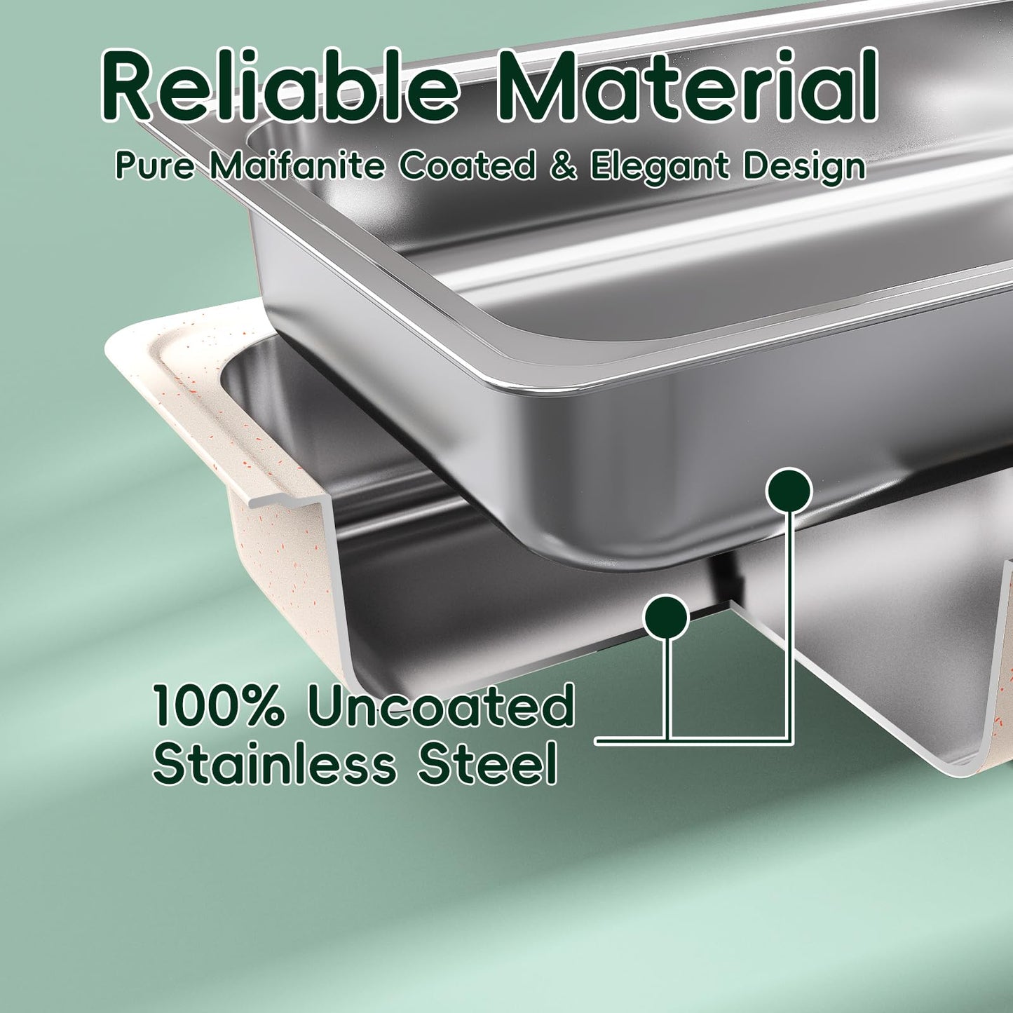 Amhier Chafing Dishes for Buffet 9Qt 4 Pack [Multi-Size Food Pans] Stainless Steel Chafing Dishes [Sturdy and Durable] Chafing Dish Buffet Set for Weddings & Parties & Festival, White