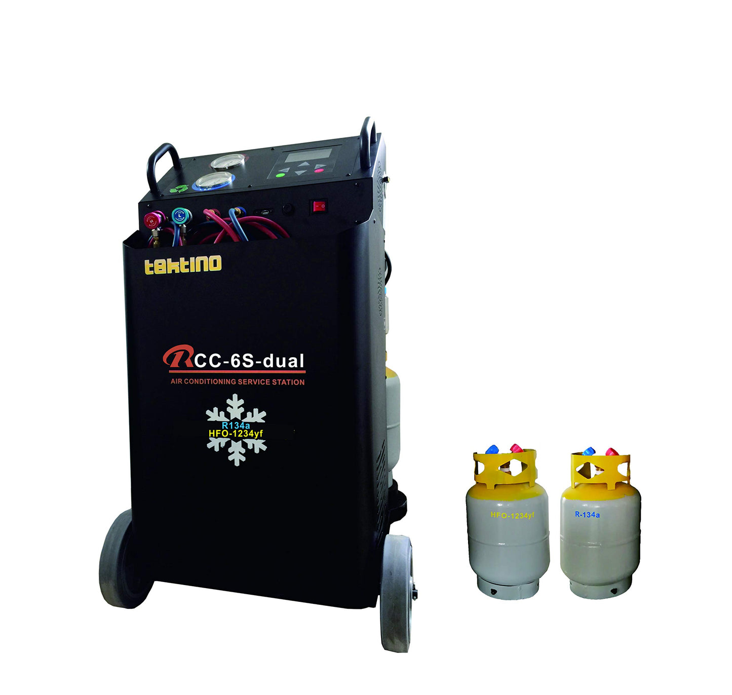 Tektino RCC-6S-Dual Fully Automatic Refrigerant Recovery Machine for R134a and R1234yf, Dual Cylinder AC Recovery Machine for Automotive HVAC Recovery and Recharge Refrigerant