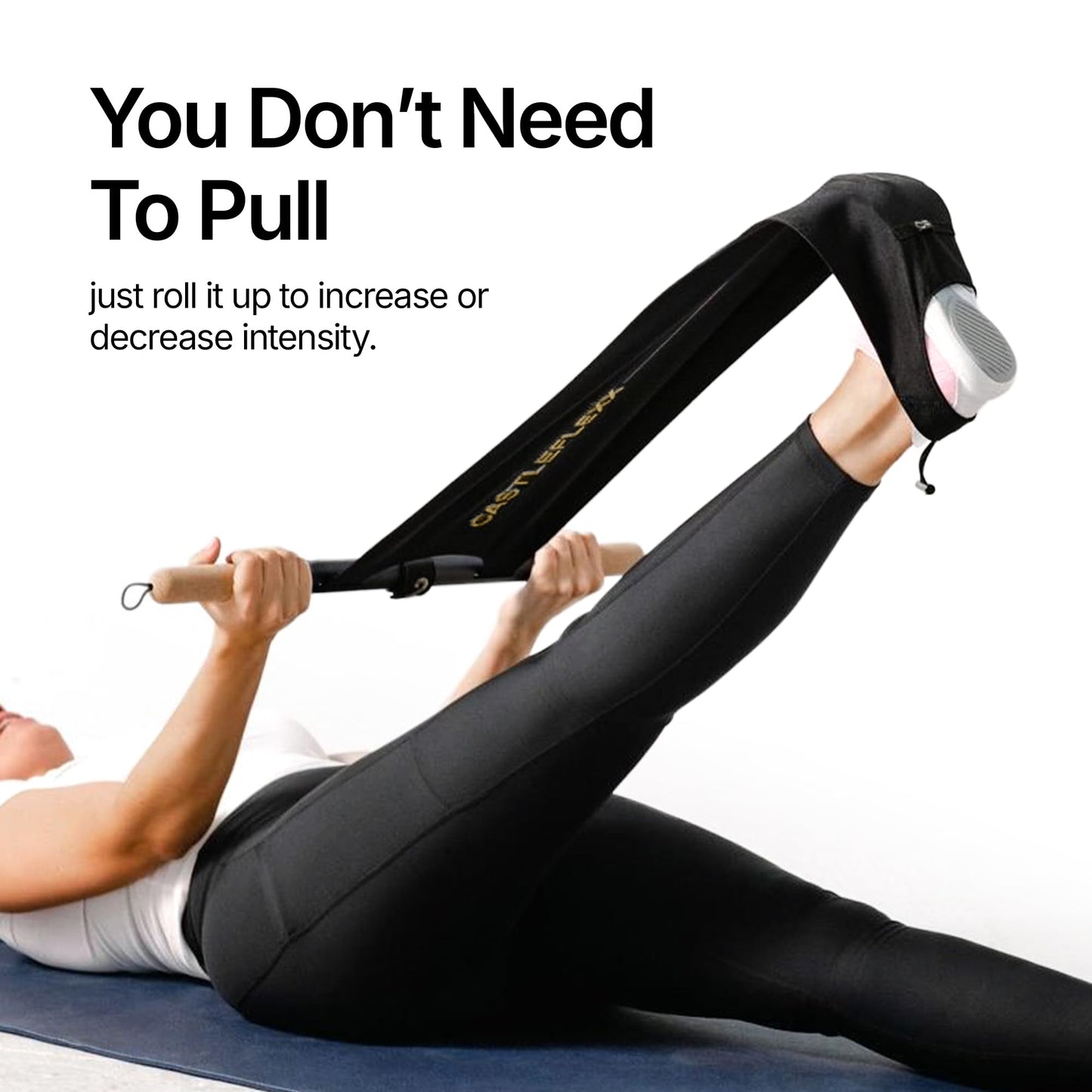 CastleFlexx Mobility and Full Body Strengthening Device | Non-Elastic Stretch Strap with Natural Premium Cork Handles for Stretching, Exercise, Physical Therapy, and Yoga