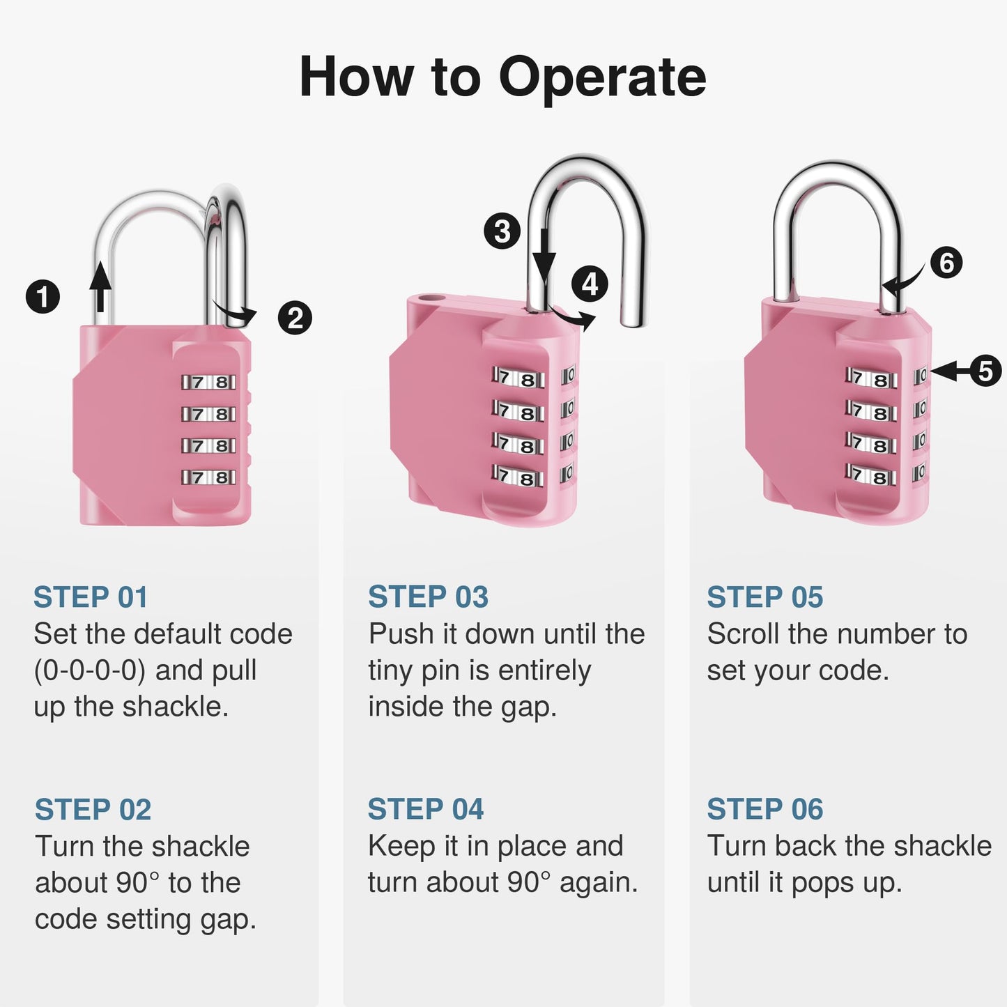 Puroma Combination Lock 4 Digit Waterproof Locker Locks Secure Outdoor Padlock for Gym Lockers, Toolboxes, Gates, Fences, Storage, Sports Locker, Cabinets (Basic Pink Rose)