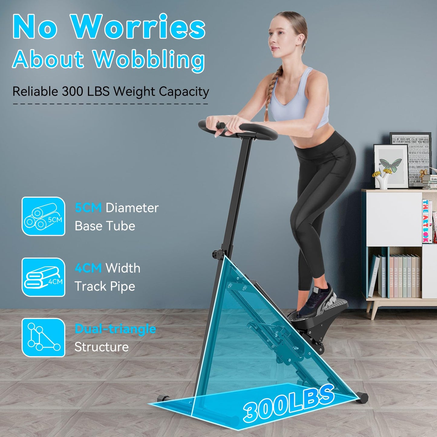 Stair Stepper for Home,Stair Climber Foldable,Large Pedal Vertical Climber Machine for Full-Body Workout,Steppers for Exercise at Home with 300LBS Loading Capacity (Single handrail-Black)