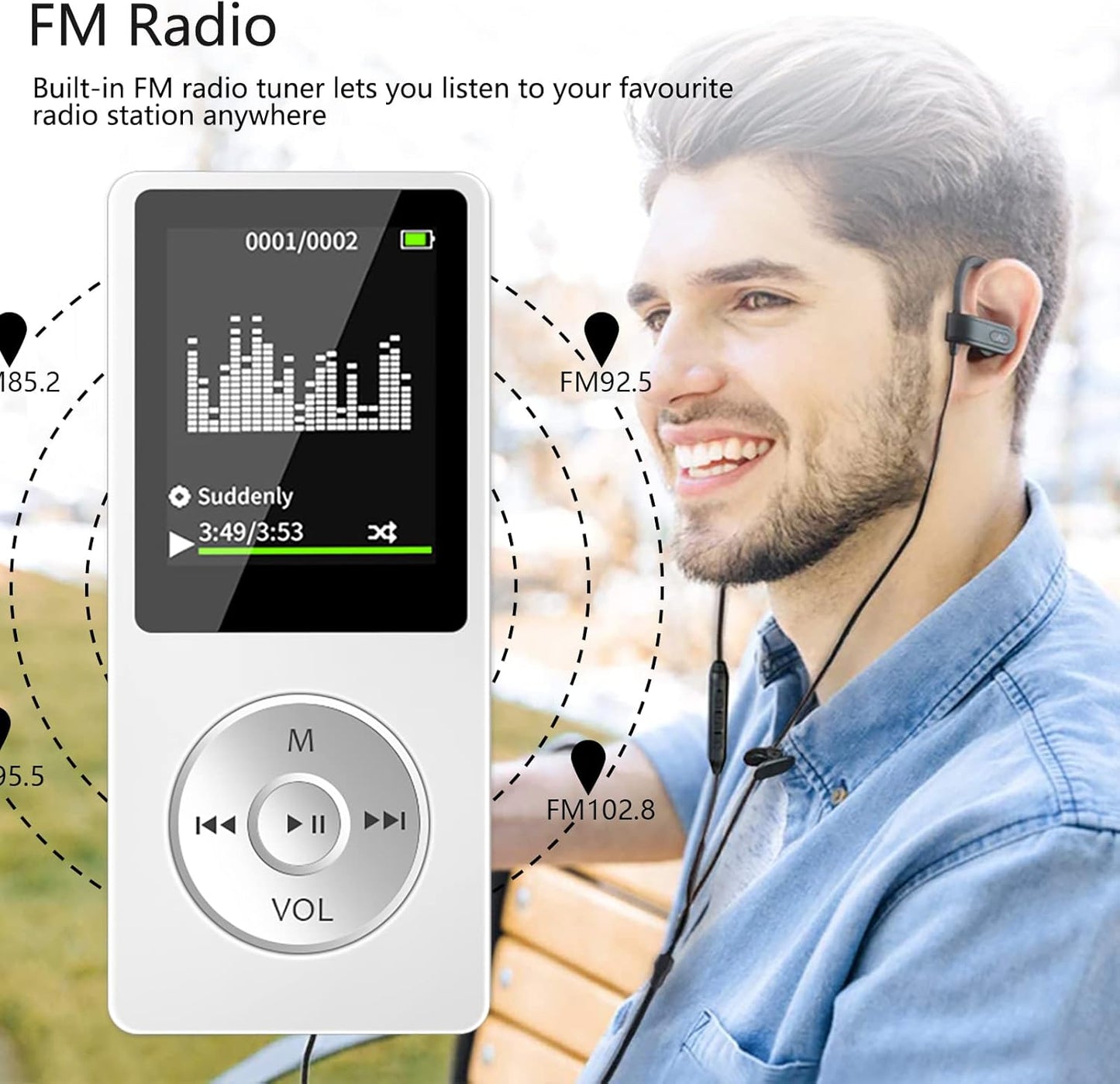 Aigital MP3 32GB Bluetooth Player with TF Card, Portable Music Player with Built-in HD Speaker, Video Function, FM