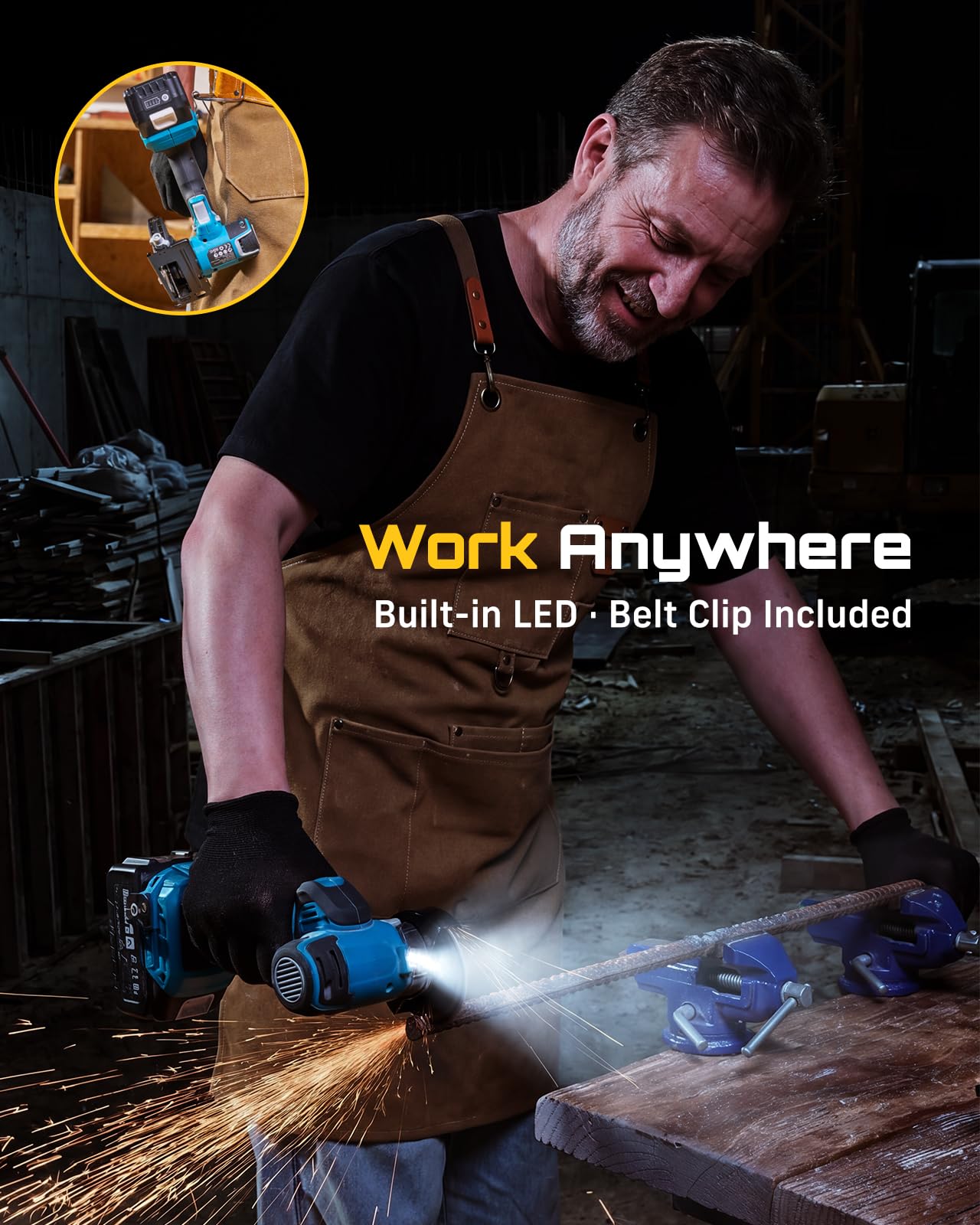 Seesii 3" Cut Off Tool Cordless 21V Max - Brushless & Compact, 20000 RPM Mini Circular Saw with 3/8" Arbor Blades, 0.1s Brake, Forward/Reverse, 2×4.0Ah Batteries for Wood, Metal, Tile, Rebar