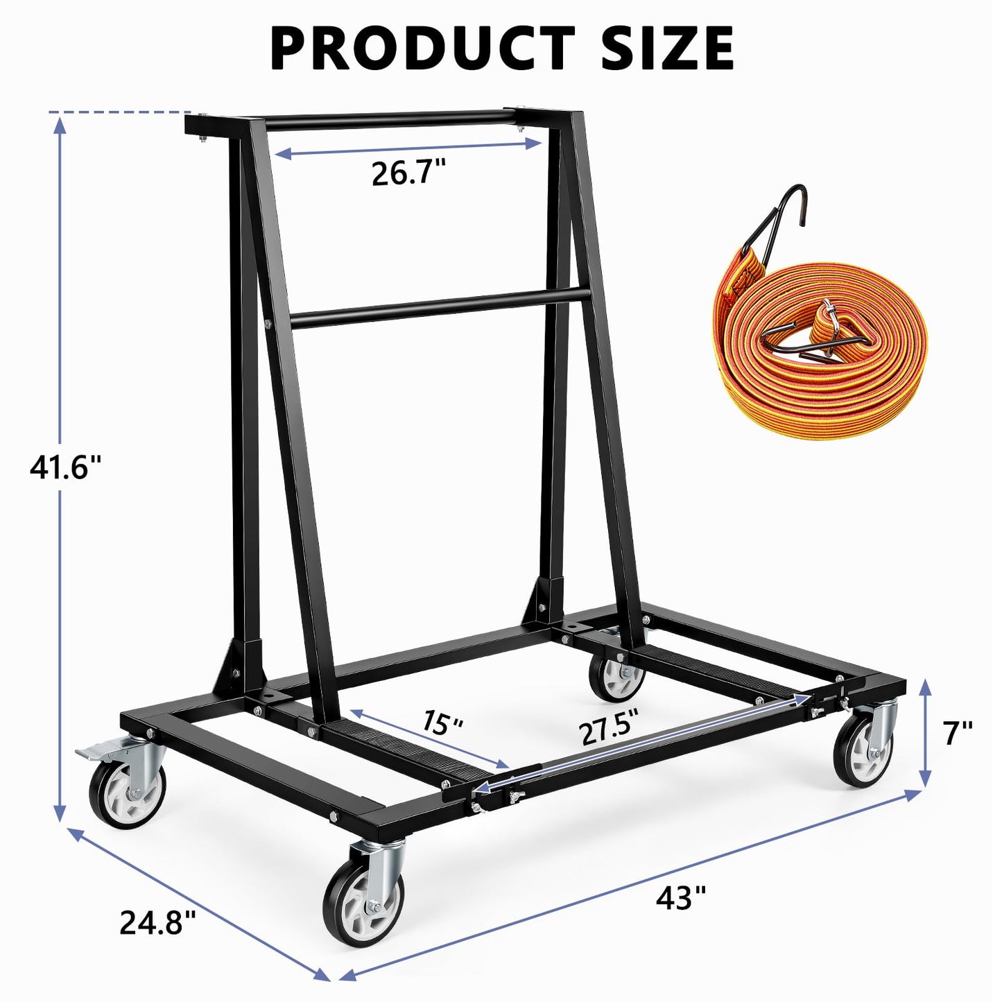 KEDSUM 2200lbs Drywall Cart Heavy Duty, Thicken Steel Built Table Cart with Handle, Panel Dolly with 5" Swivel Casters, Handling Drywall, Plywood, Lumber, Ideal for Factory, Hotel, Warehouse, Party