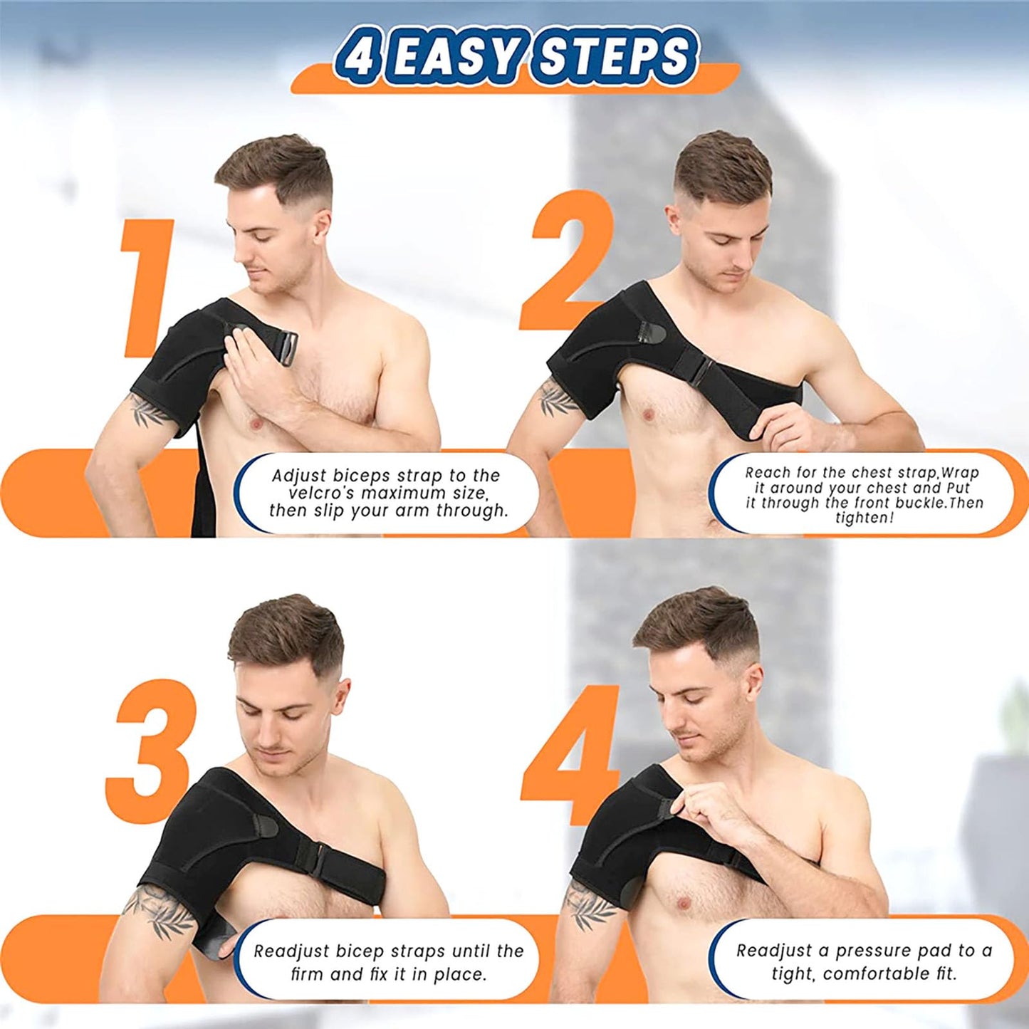 YIKANGHENG Shoulder Brace, Adjustable Small Size Shoulder Support for Men and Women Spoorts and Relife of Pain (Black) S