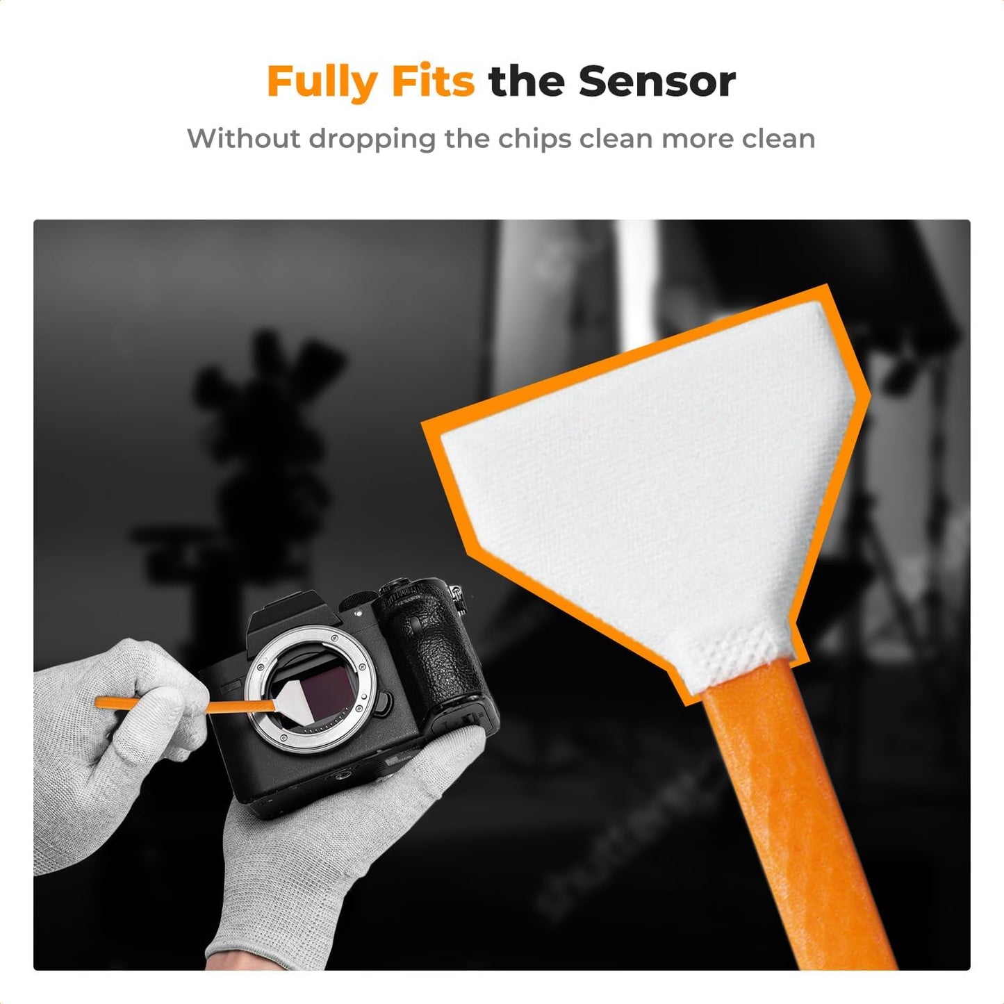 K&F CONCEPT 6 Pack CMOS 24mm 20mm Full-Frame Sensors Cleaning Swabs, DSLR SLR Digital Camera Dry CCD Clean Swabs