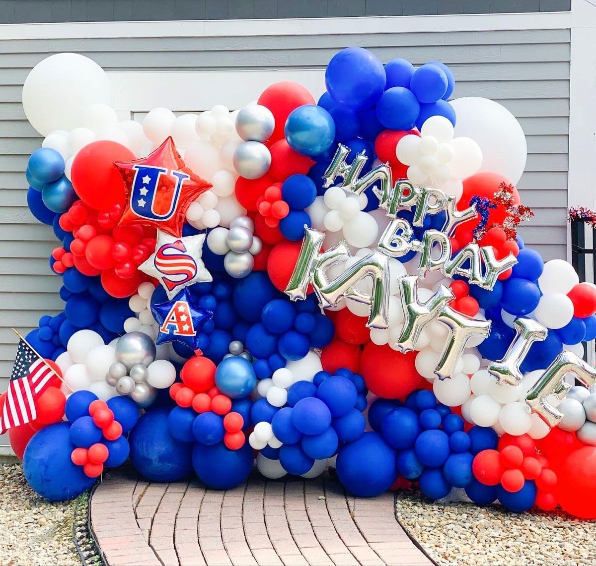 Voircoloria 130-Piece Red, White & Blue Latex Balloon Set - Perfect for Birthday, Graduation & 4th of July Celebrations