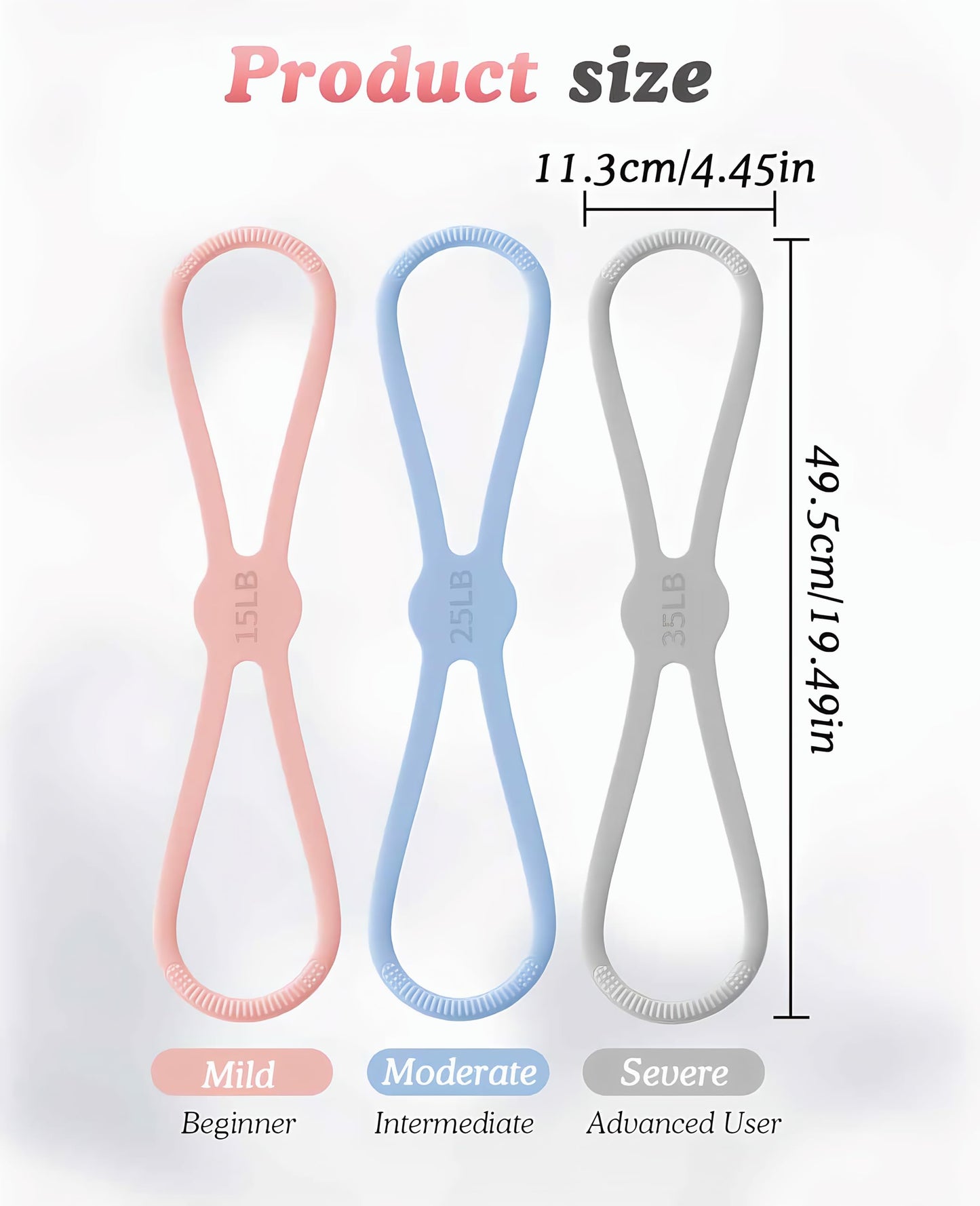 Geyynow 3 PCS Figure 8 Resistance Bands for Women, 15 Lbs & 25 Lbs & 35 Lbs Keep Resistance Band for Arm with Non-Slip Handles