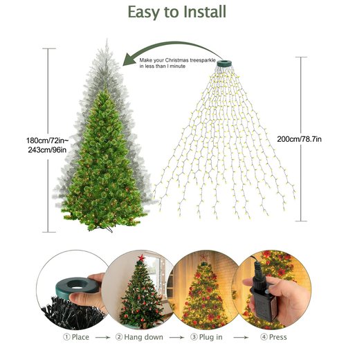 Christmas Tree Lights 400 LED Christmas Lights for Tree, 6.6FT x 16 String 8 Lighting Modes Fairy Tree Light with Timer Memory, IP65 Waterproof Christmas Decorations Indoor and Outdoor,Warm White