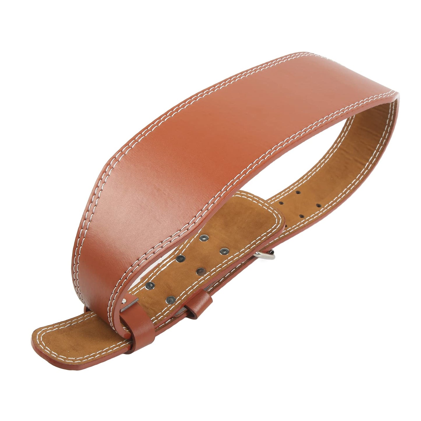 Weightlifting Belt for Men， Adjustable Gym Workout Waist Support for Strength Training and Deadlift， Heavy Duty Leather Brown for Core Stability and Safety
