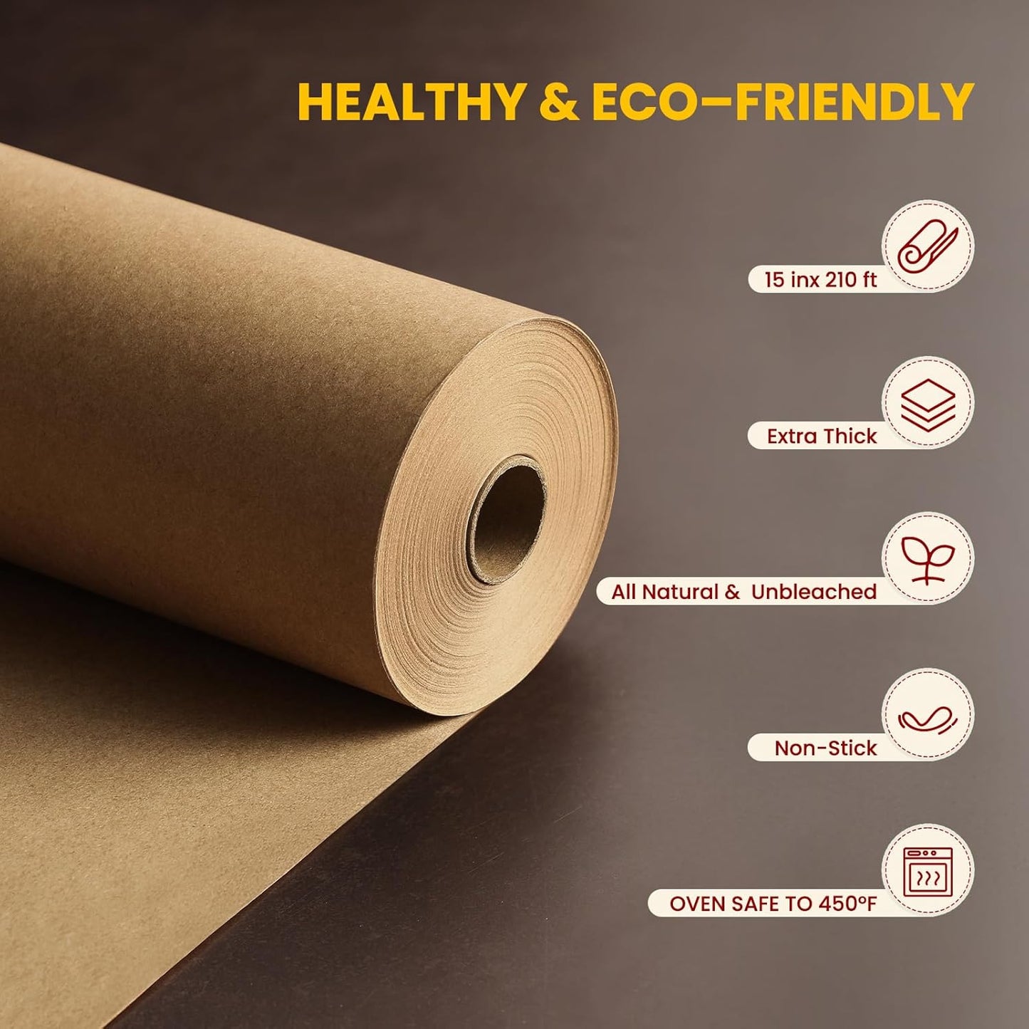 Unbleached Parchment Paper Roll by [Brand Name] - 15in x 210ft, Non-Stick, 450°F Safe for Baking & Cooking