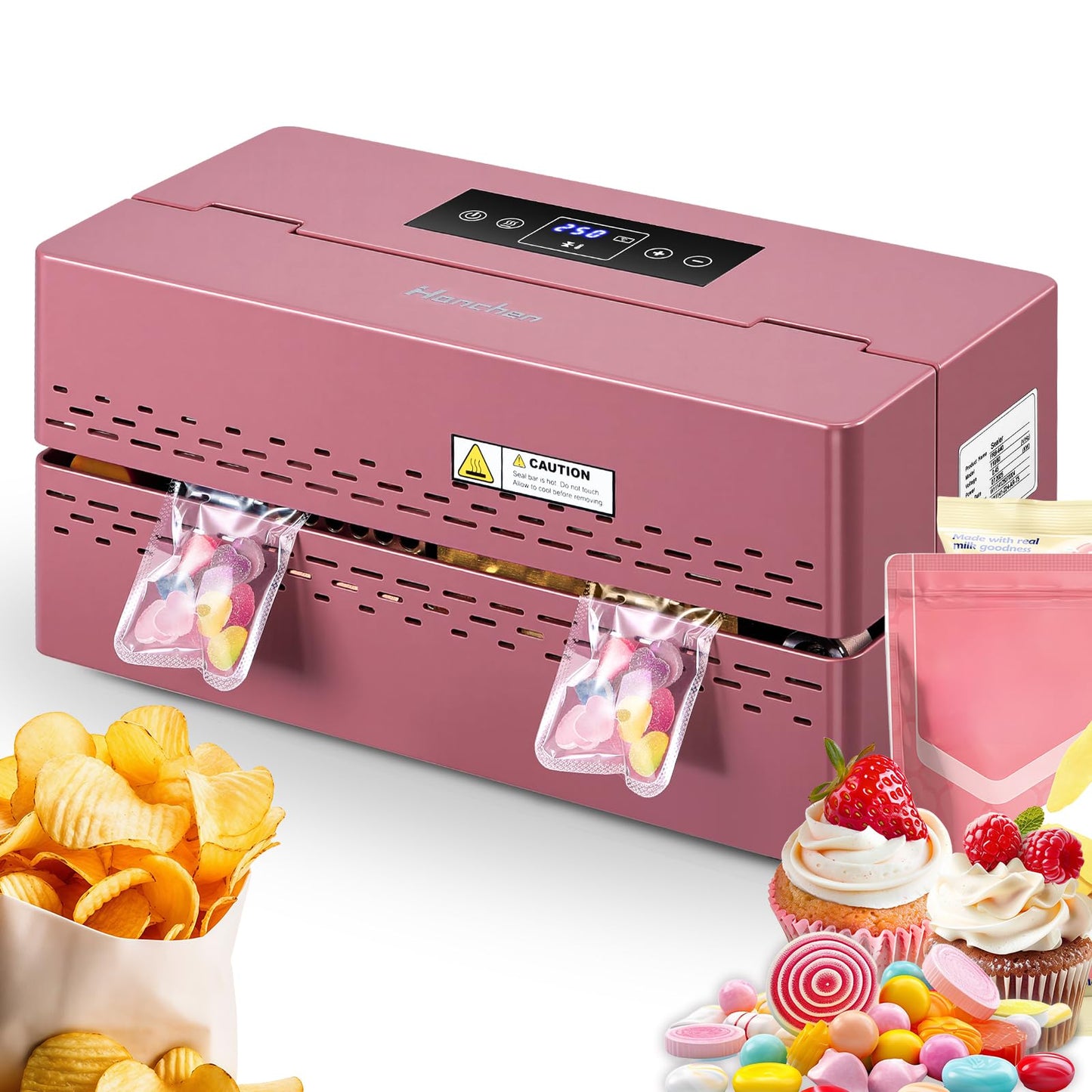 Commercial Heat Sealing Machine, Automatic Continuous Band Sealer | 32-482°F Adjustable with Smart LED Touchscreen | Fast, Quiet & Safe for Home Kitchen, Bakery, Food Storage & Snacks Packaging