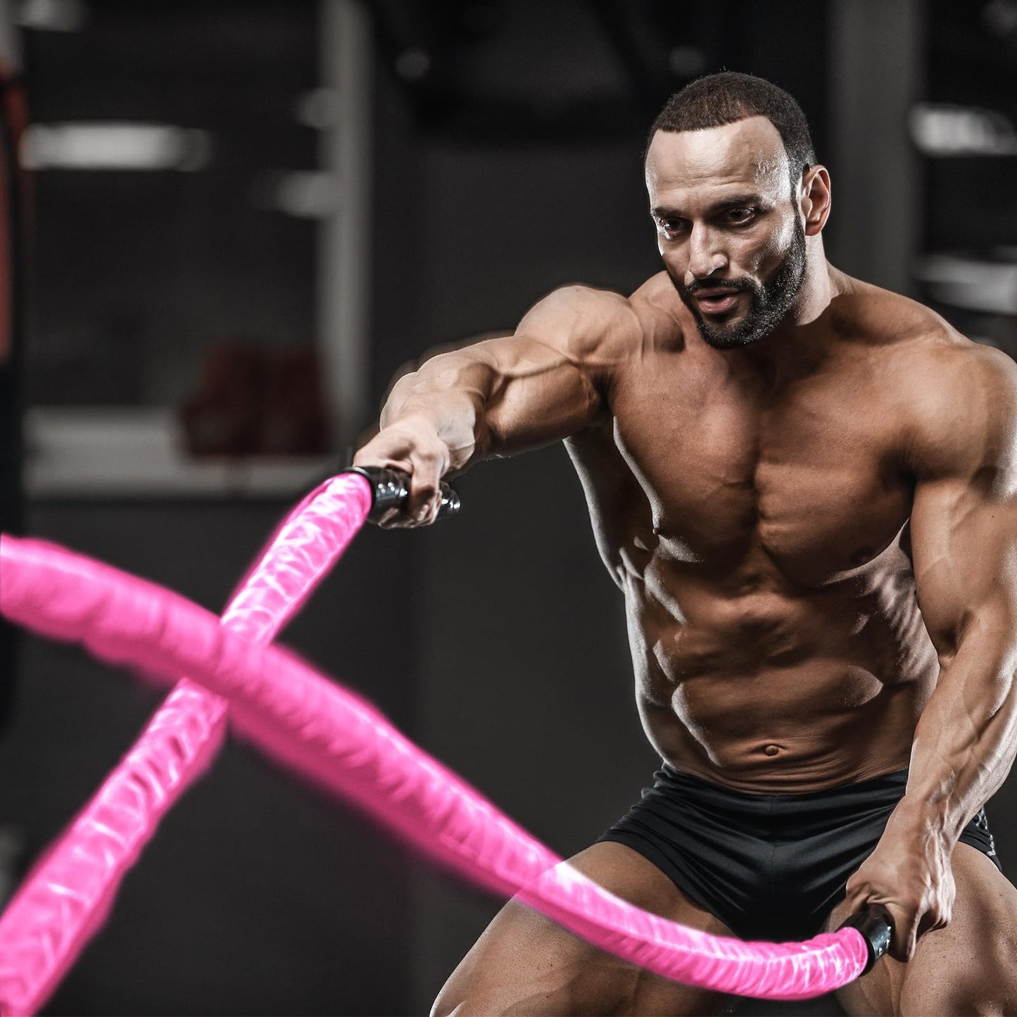 1 inch 30ft Pink Battle Rope Workout Rope Battle Ropes for Home Gym Exercise for Working Out for Exercise Training Weighted Workout