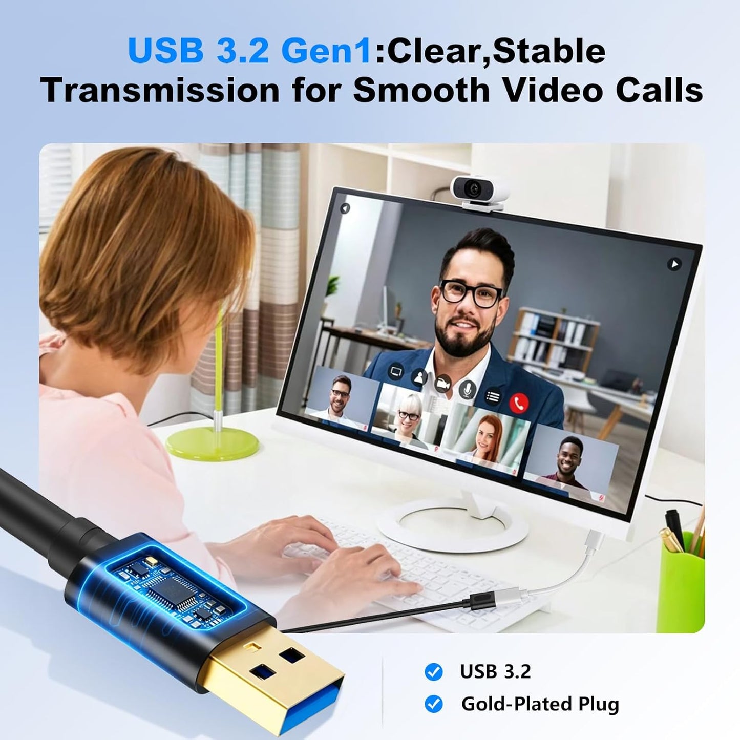 Jelly Tang 3.0 15Ft, 3.0 Headsets(5M/15Ft) USB Extension Cable USB Male to Female Lead with Signal Amplification Active
