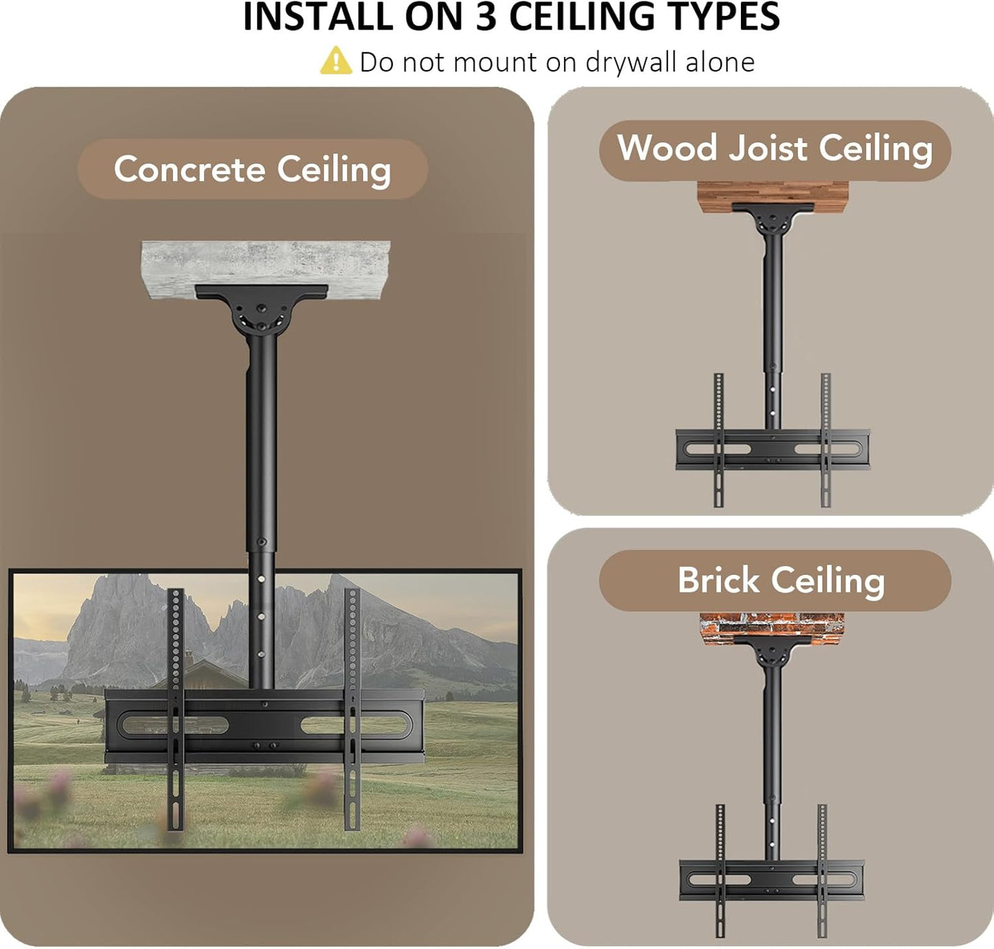 AX WABER 26-65 inch 4K 110lbs,Hanging 400x400mm (AX11TB01), Ceiling TV Mount Adjustable Bracket for LCD LED OLED TVs