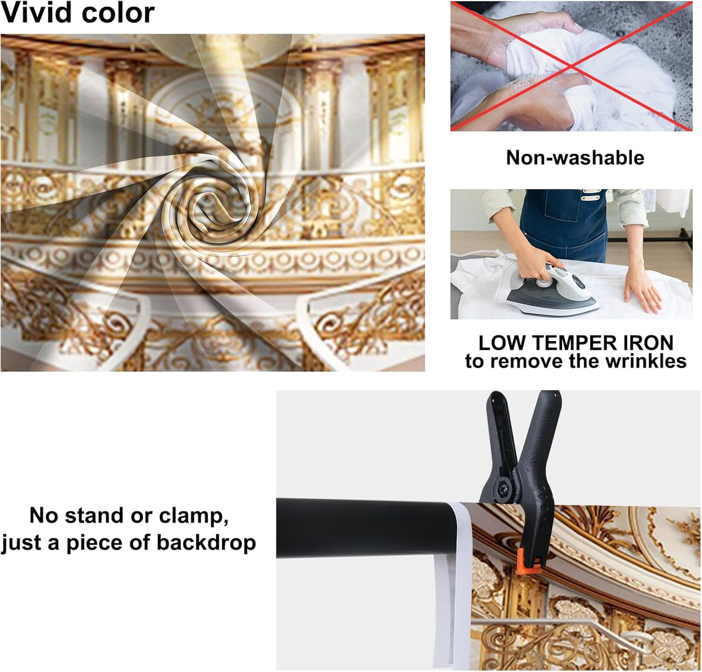 Baocicco 9x6ft Retro Palace Backdrop for Photography Gold Hall Staircase Luxury Chandelier Ceiling Mural Photography