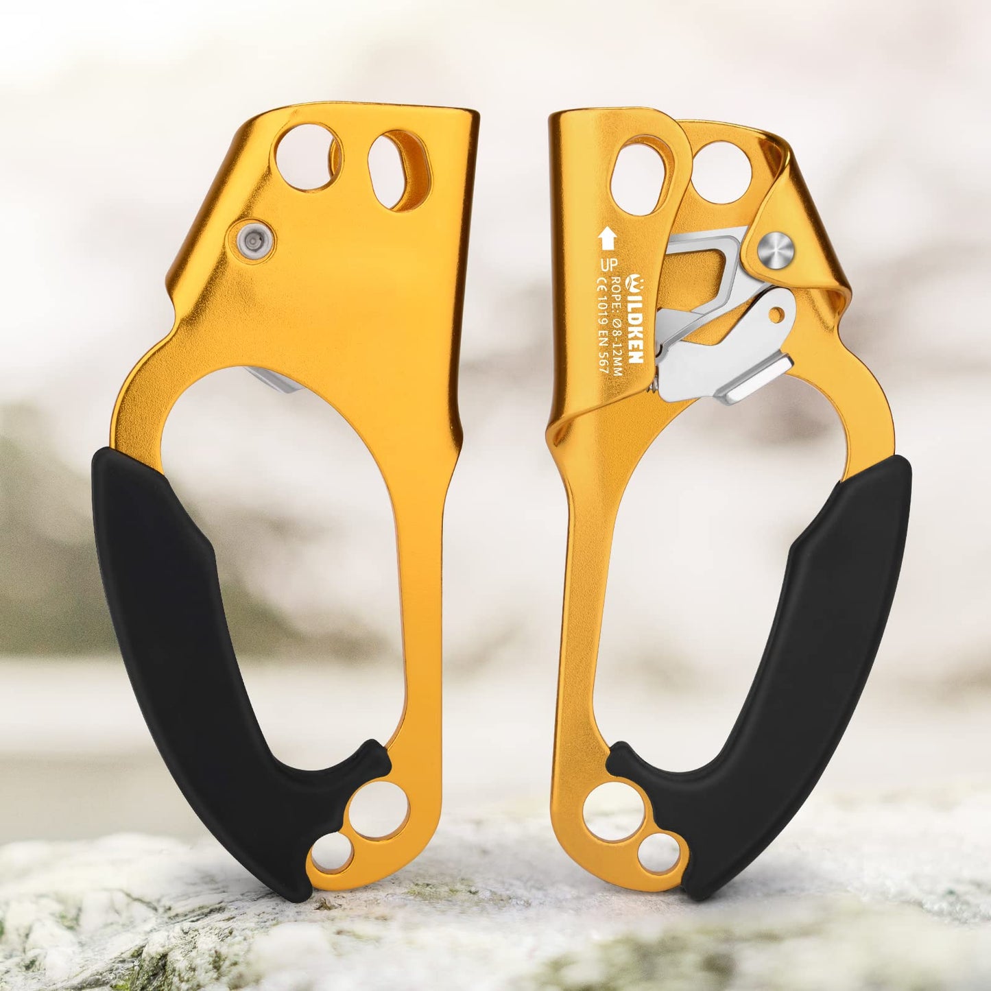 WILDKEN Climbing Hand Ascender Outdoor Mountaineering Tree Arborist Climbing Rappelling Equip Hand Ascender for 8-12MM Rope Left Right Hand Ascender