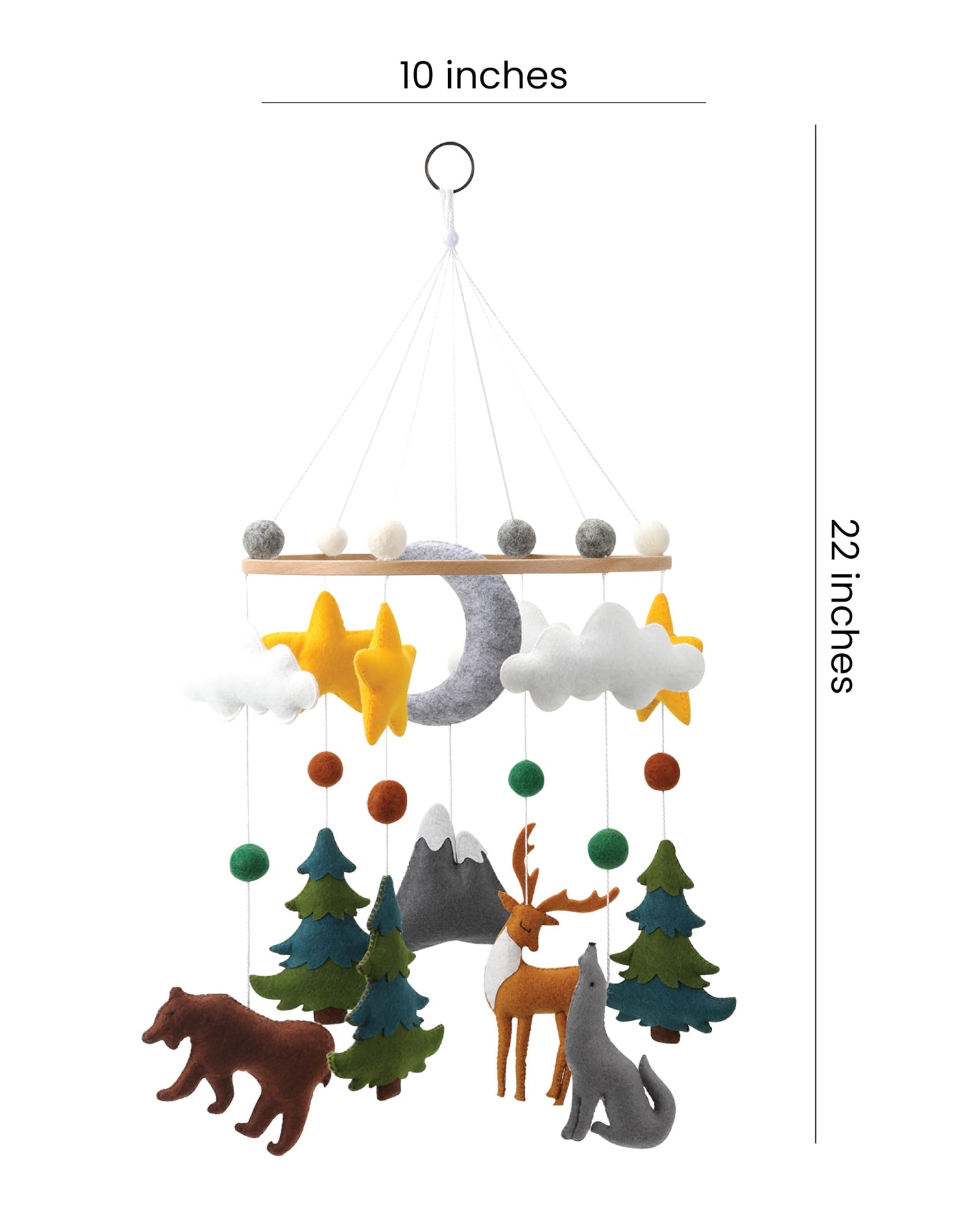 Flora & Ivy Woodland Mobile for Crib - A Gender Neutral Woodland Crib Mobile with Stars Trees Clouds and Animals for a Forest or Hunting Theme, Green sage
