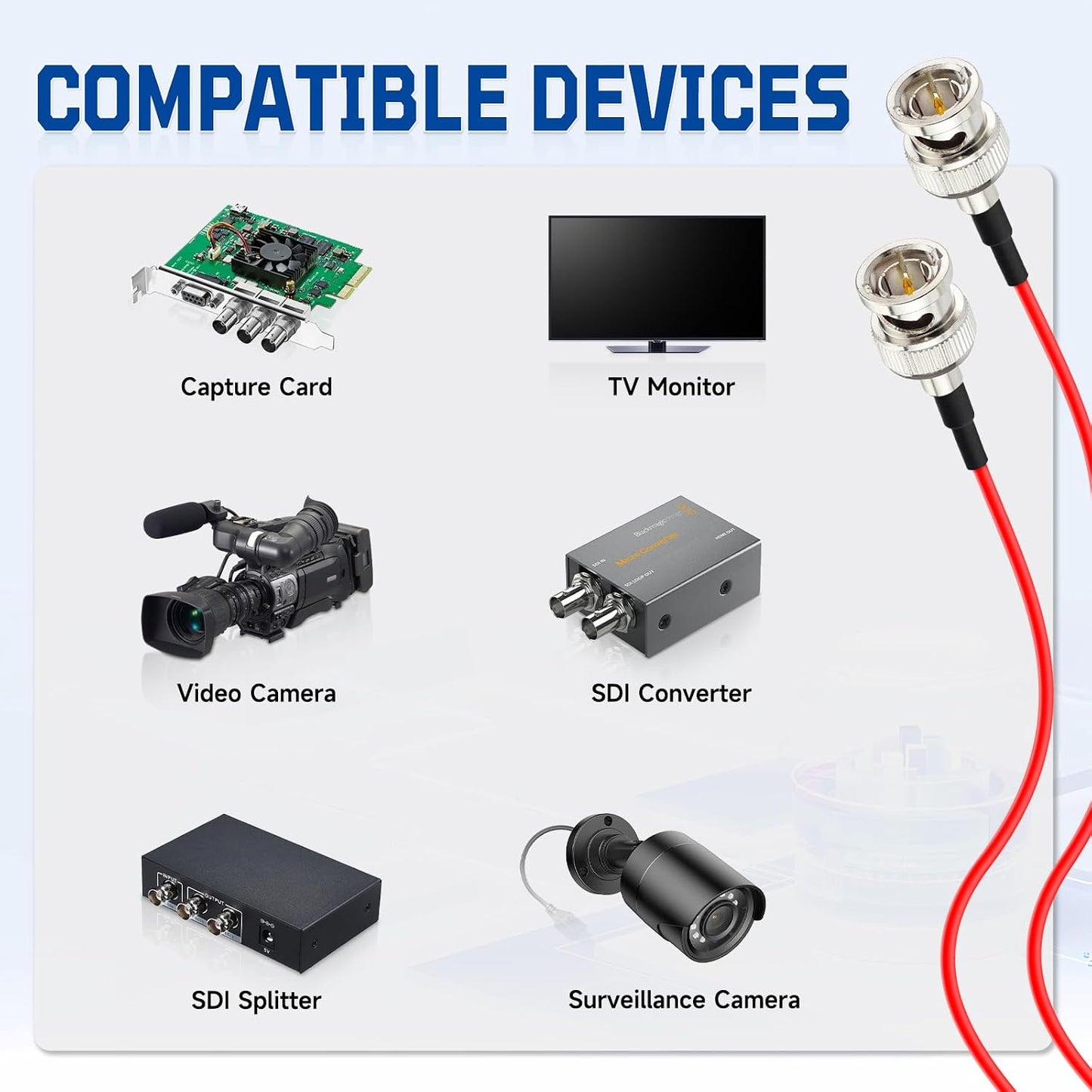 3G 6ft 75 RG179 (4-Pack) 3G-SDI 4K Superbat HDSDI SDI BNC Cable Ohm BNC Male Connector Coax Cable for Camera Monitor