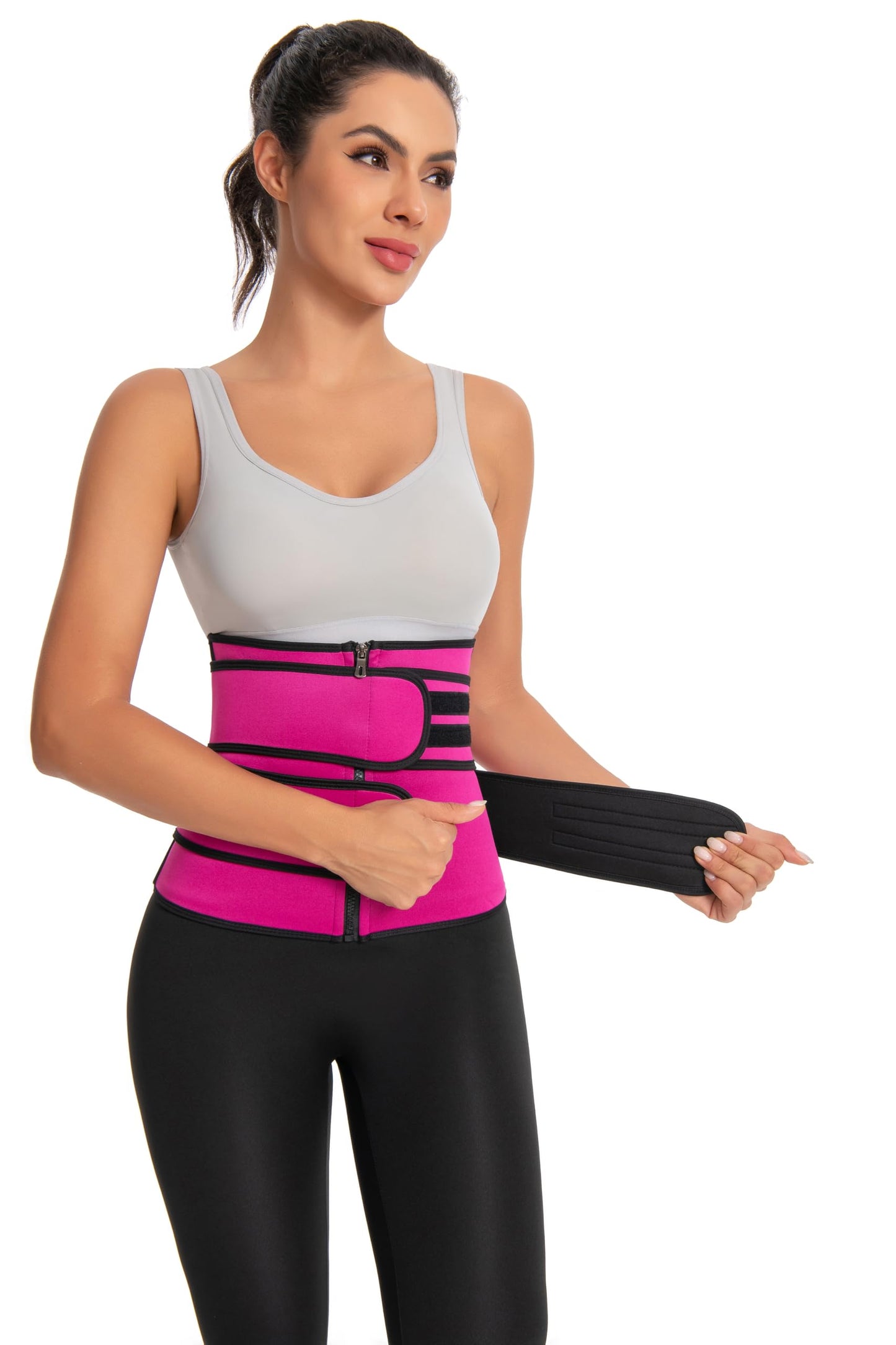 DDFS Waist Trimmer Tummy Control Sweat the weight off Body Shaper Workout Plus Size Waist Trainer for women Rose Red 5XL