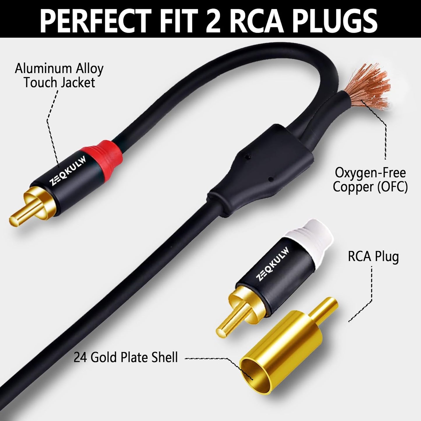 ZEQKULW 2RCA 3.3 2RCA 2RCA 2 Audio Video Cable ft Male to Male Stereo Audio RCA Cables Dual Shielded Gold-Plated RCA