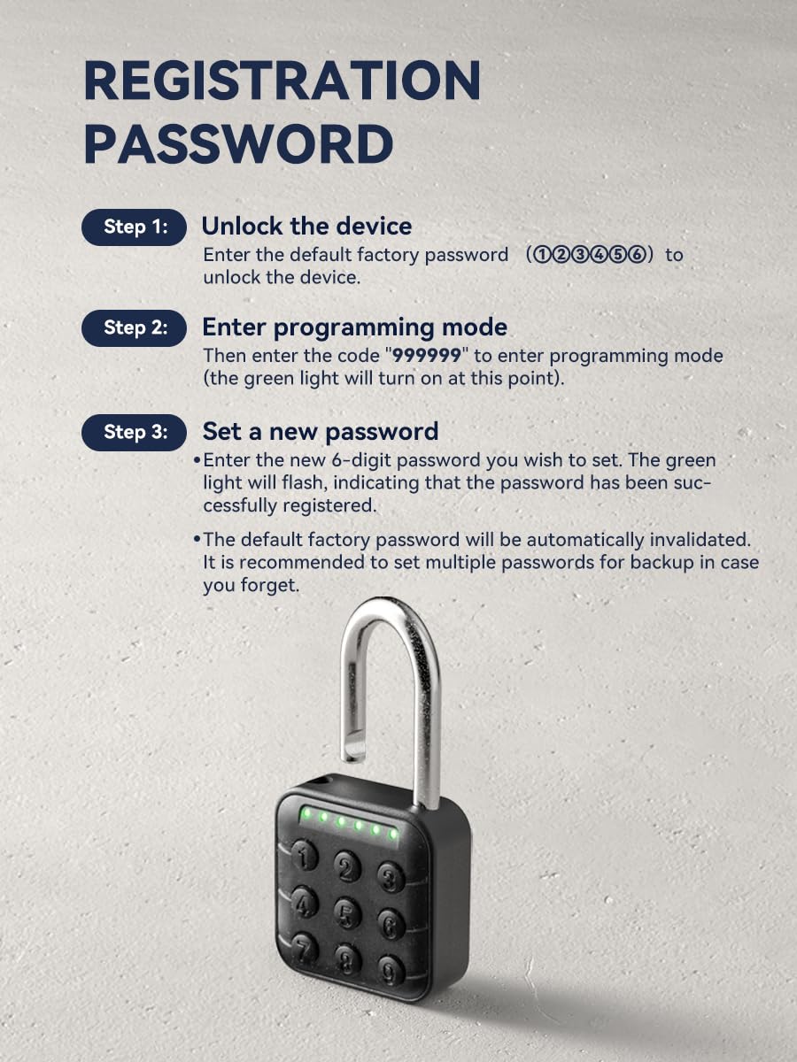 NexusLab Digital Padlock for Gym Locker & Outdoor Gate - IP67 Waterproof Electronic Combination Lock, Push Button Keypad, No App Needed. 6-Digit Smart Keyless Entry for School, Shed, Fence