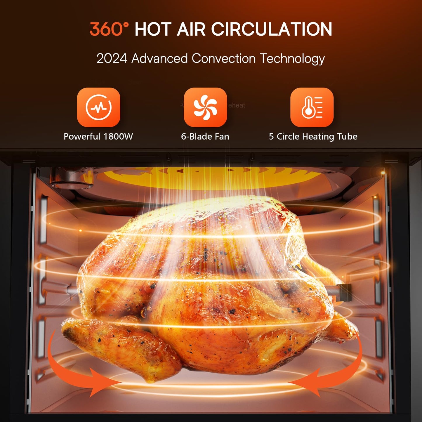 Nuwave Brio 15.5Qt Air Fryer Oven with Plug-In Grill, XL Family Size, 10-in-1, Air Fry, Grill, Rotisserie, Even & Crisp Cooking, 50°–425°F, 1800W