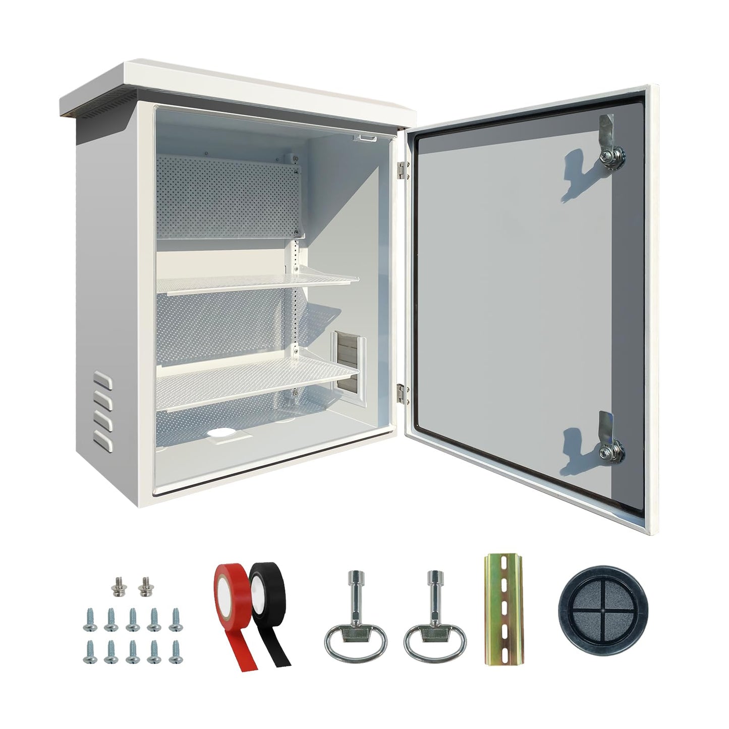 Outdoor nema Enclosure Electrical Box - 23.6x19.7x11.8 Weatherproof Network Exterior Box Ventilated Enclosure hinged Outdoor Galvanized Electrical Ventilation Design(600 * 500 * 300mm)