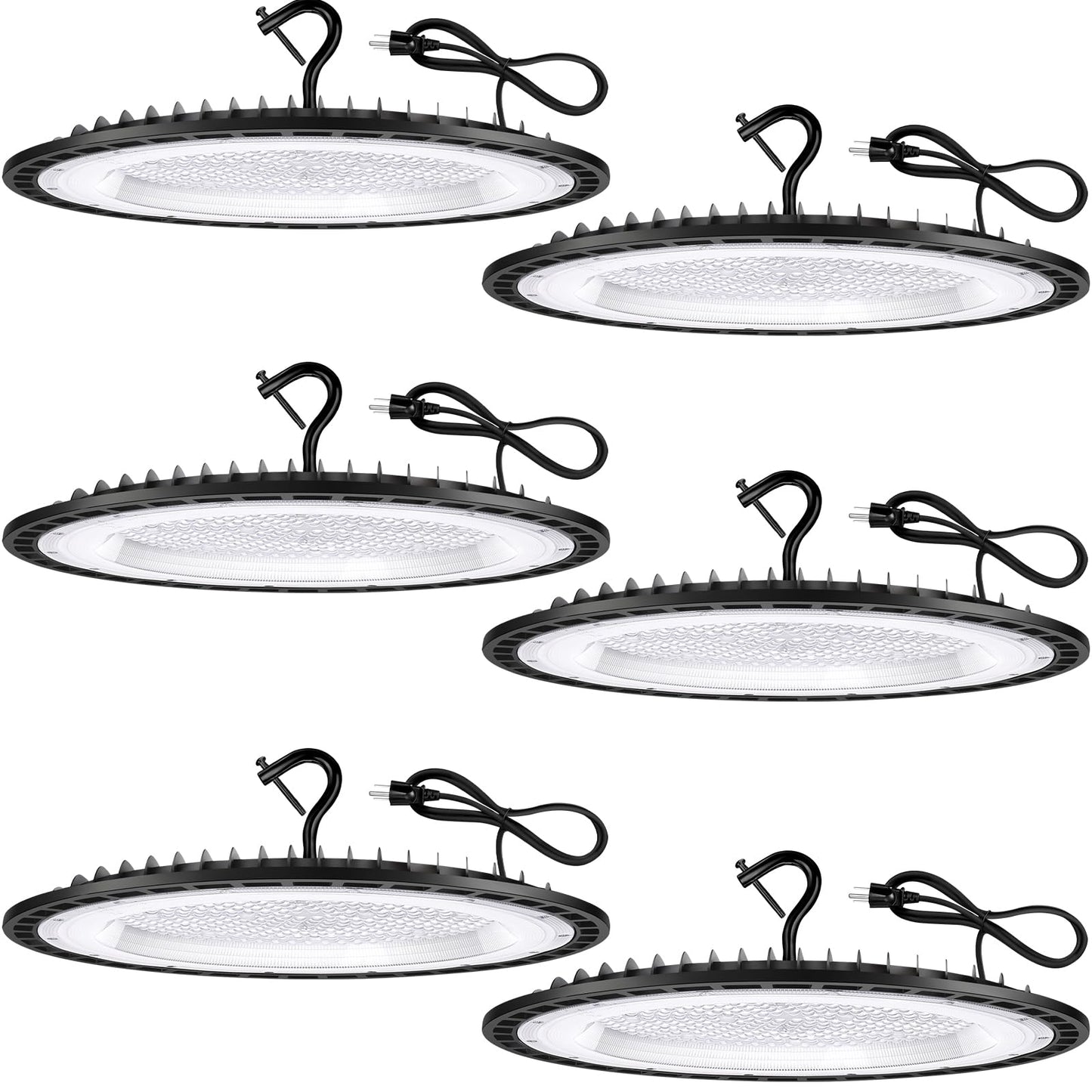 YANYCN 6 Pack 400W UFO Led High Bay Light Fixture,120v,5000K Daylight Commercial Shop Bay Lighting,61000LM,[1750W MH/HPS Equiv.] US Plug Area Lighting for Warehouse/Barn/Gym/Factory/Workshop