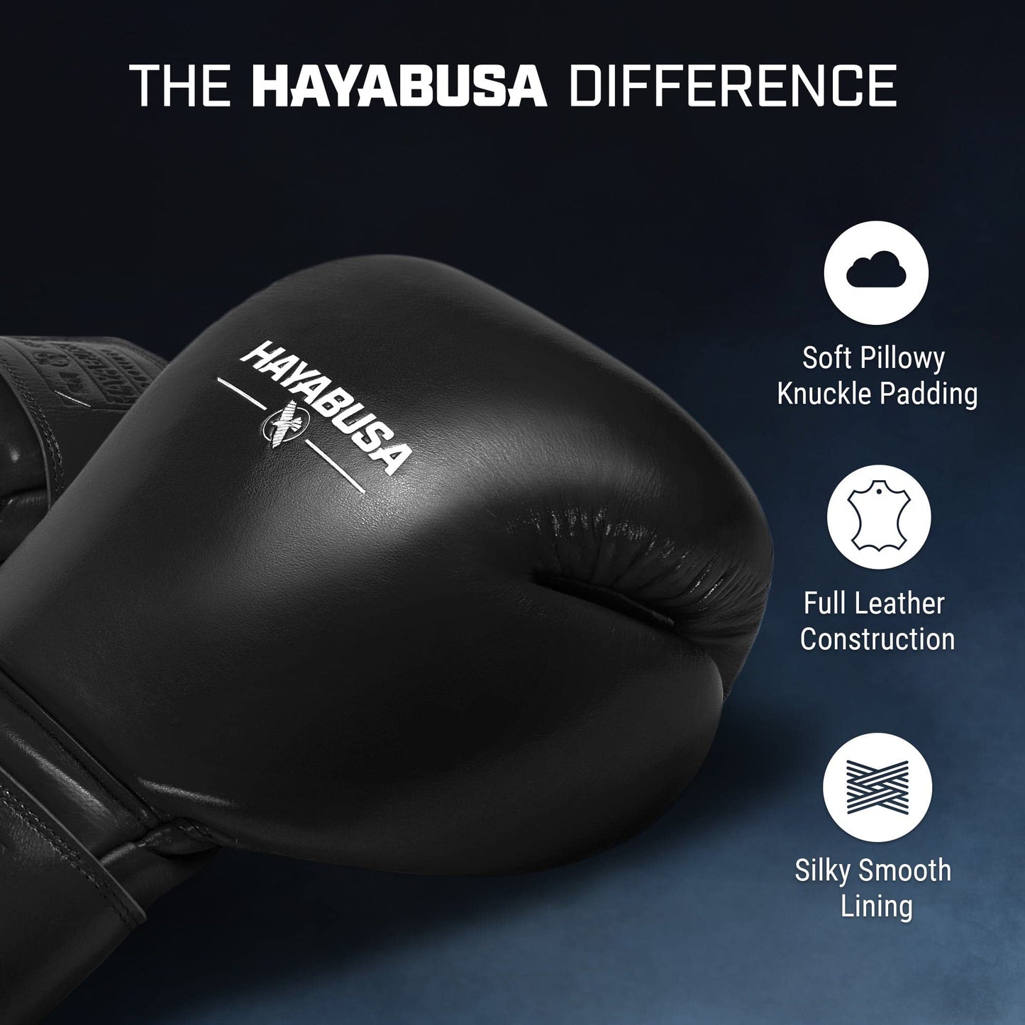 Hayabusa Pro Leather Hook and Loop Boxing Gloves for Men and Women - Black, 20oz
