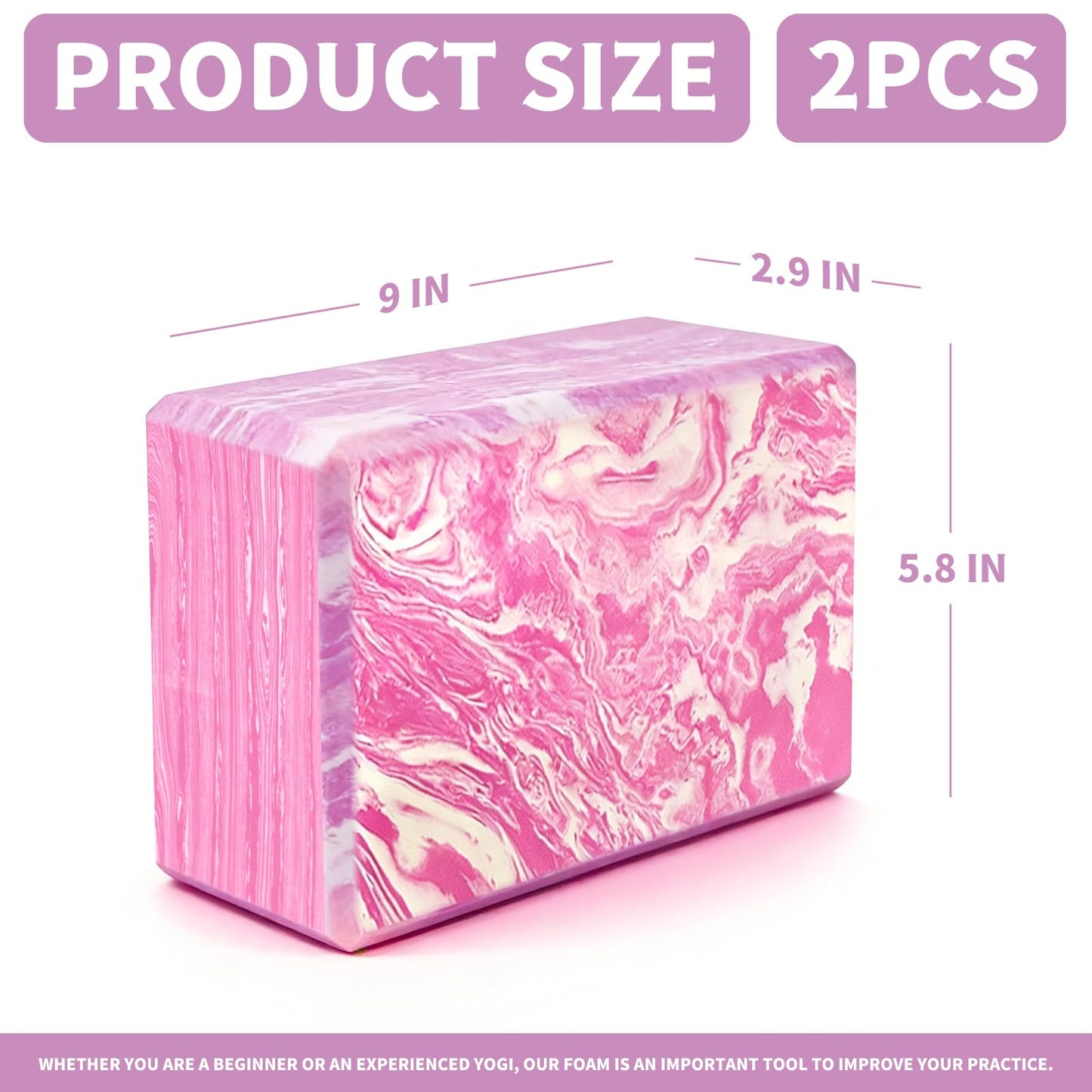 2-Pack Yoga Blocks, High-Density 9"x6"x3" Yoga Brick Foam Blocks Non-Slip EVA Foam Block Yoga Props Accessories for Yoga Pilates Stretching and Meditation (Camo Pink)
