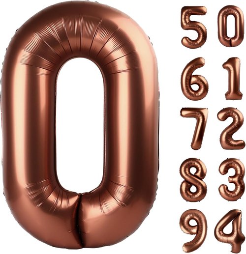 Dark Brown Number Balloon - 40 Inch Coffee Brown 0 Balloon for Birthday Party Decorations