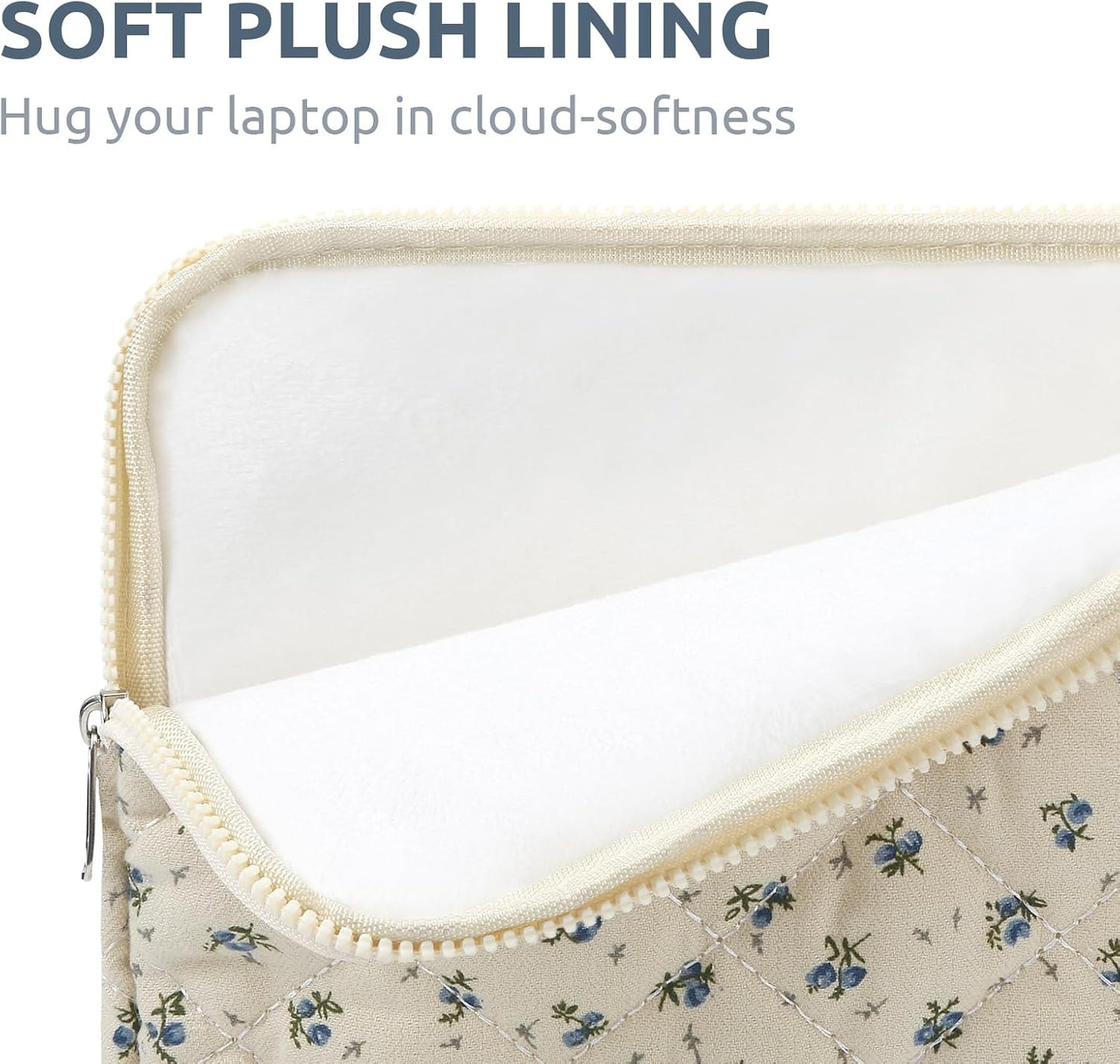 BBIQI 15-15.6 Inch 15 Inch) Puffy Laptop Sleeve Cute Quilted Laptop Protective Case Padded Floral Computer Sleeve