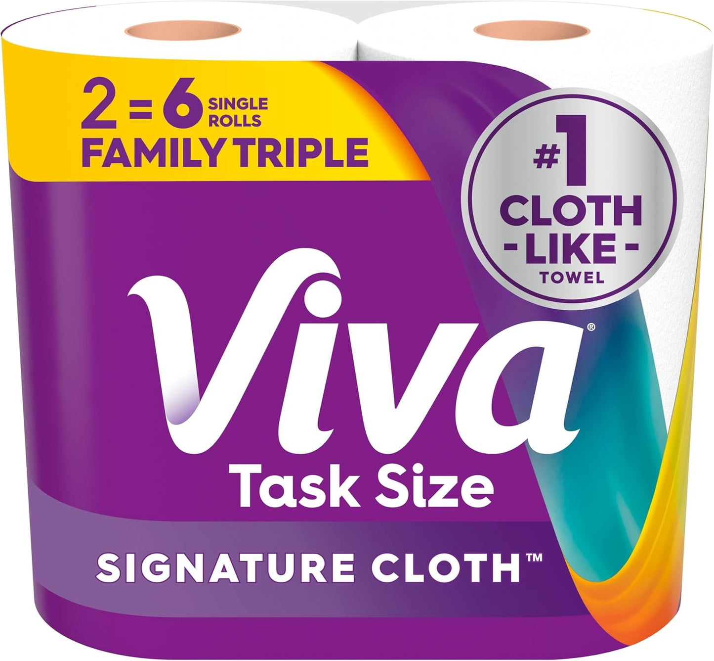 Viva Signature Cloth Paper Towels - Task Size, 2 Family Triple Rolls, 141 Sheets Each