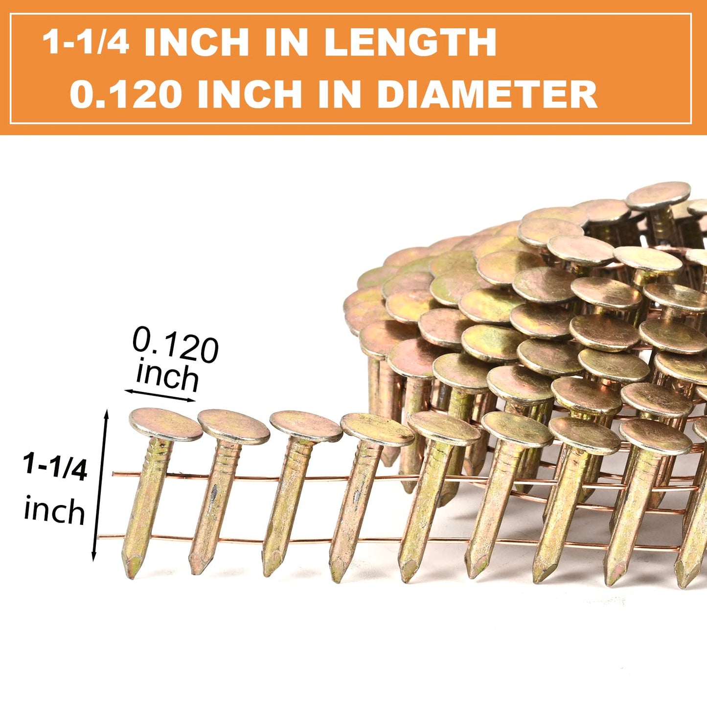 BHTOP CN45N Roofing Nailer, 15 Degree Roofing Nail Gun & 600 Count Coil Roofing Nails 1-1/4 Inch x .120-Inch