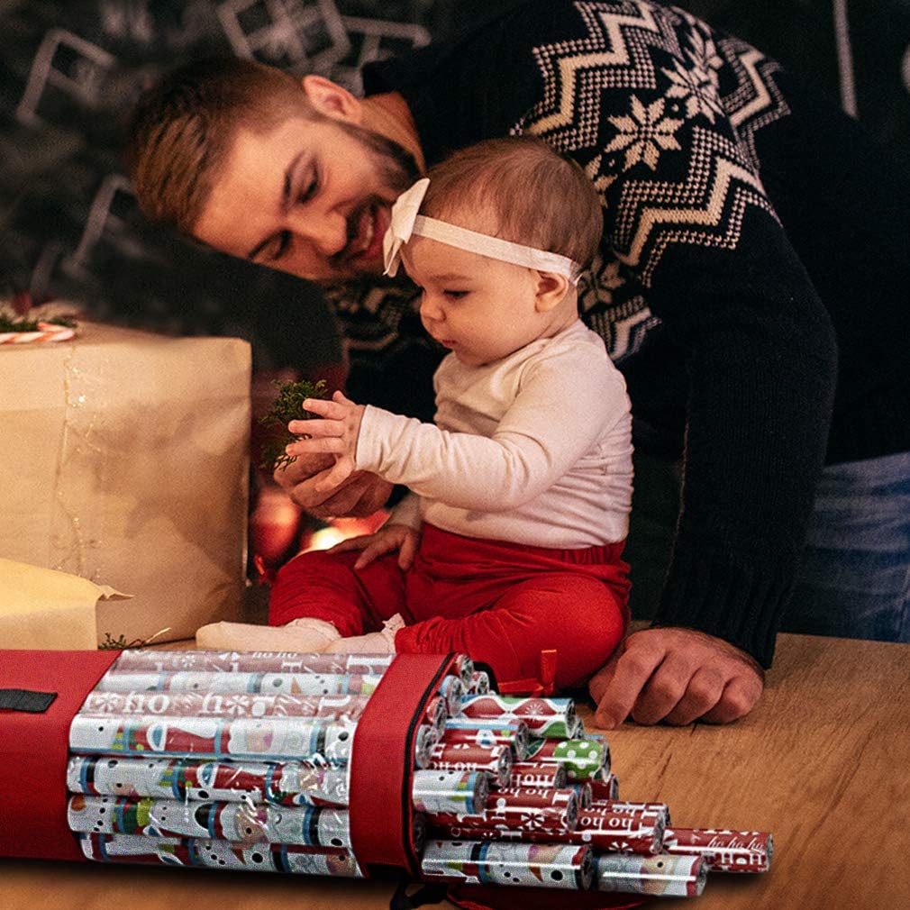 ProPik Wrapping Paper Storage Bag - Heavy Duty Organizer for Up to 24 Rolls | 40-Inch Clear PVC with Handles