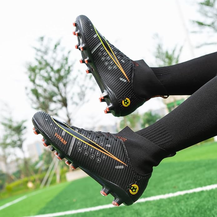Men's High Tops Soccer Shoes,Lace-Up Athletic Football Cleats Lightweight Indoor/Outdoor TF AG Turf Training Soccer Cleats Sneaker
