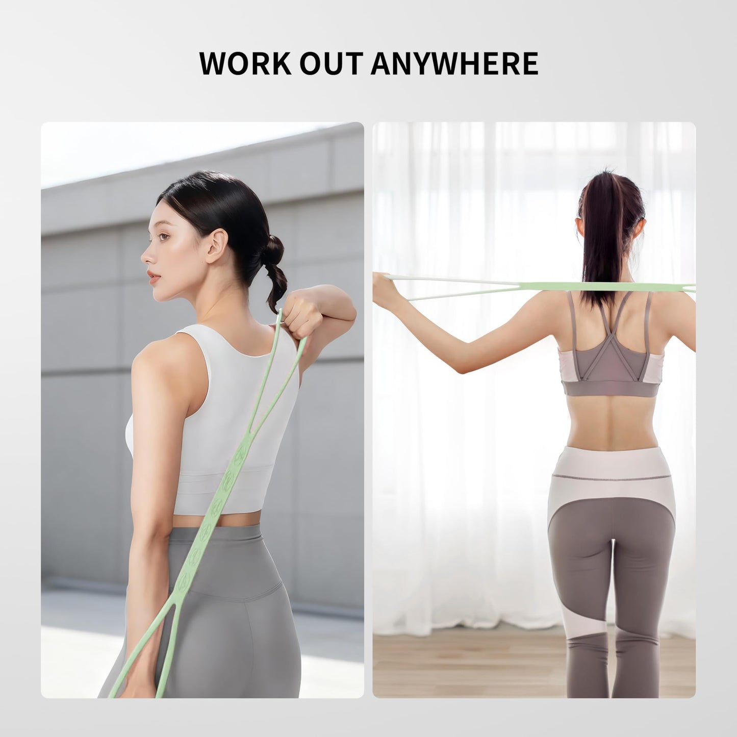 PROIRON Figure 8 Resistance Bands with Handles Exercise Band 35LB Stretch Bands for Yoga arm Chest and Shoulder Stretch Resistance Band for Women- Green