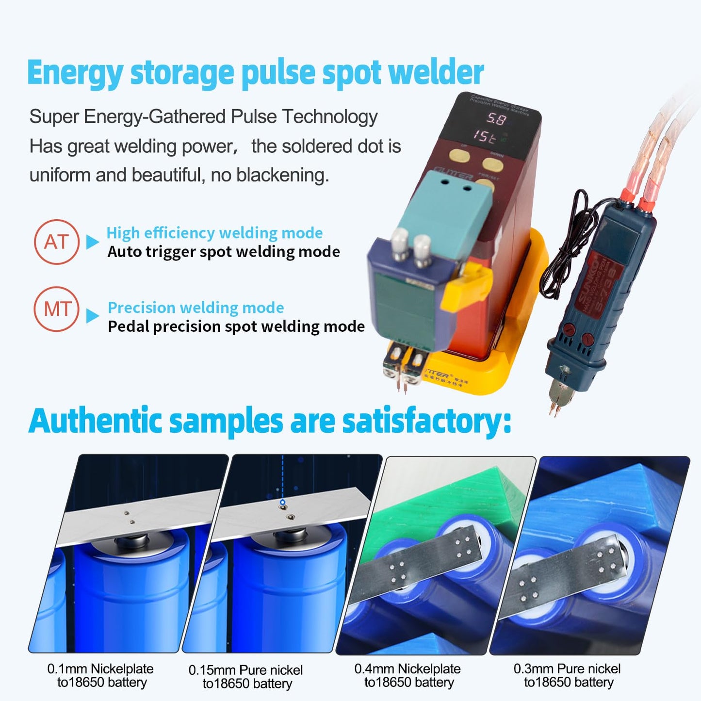 GLITTER 801D 14500W Capacitor Spot Welder：2500A High Power Pulse Battery Welding Machine for 18650 Lithium Battery Pack DIY Assembly & Repair, Professional Energy Storage Welder with Handheld Pen