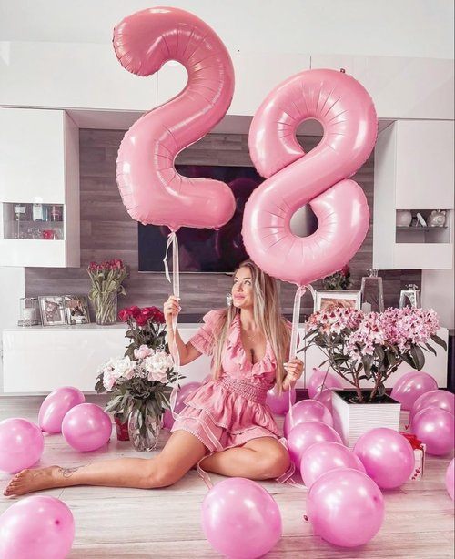 25 Balloon Numbers - 40 Inch Pastel Pink Foil Decorations for 25th Birthday & Anniversary
