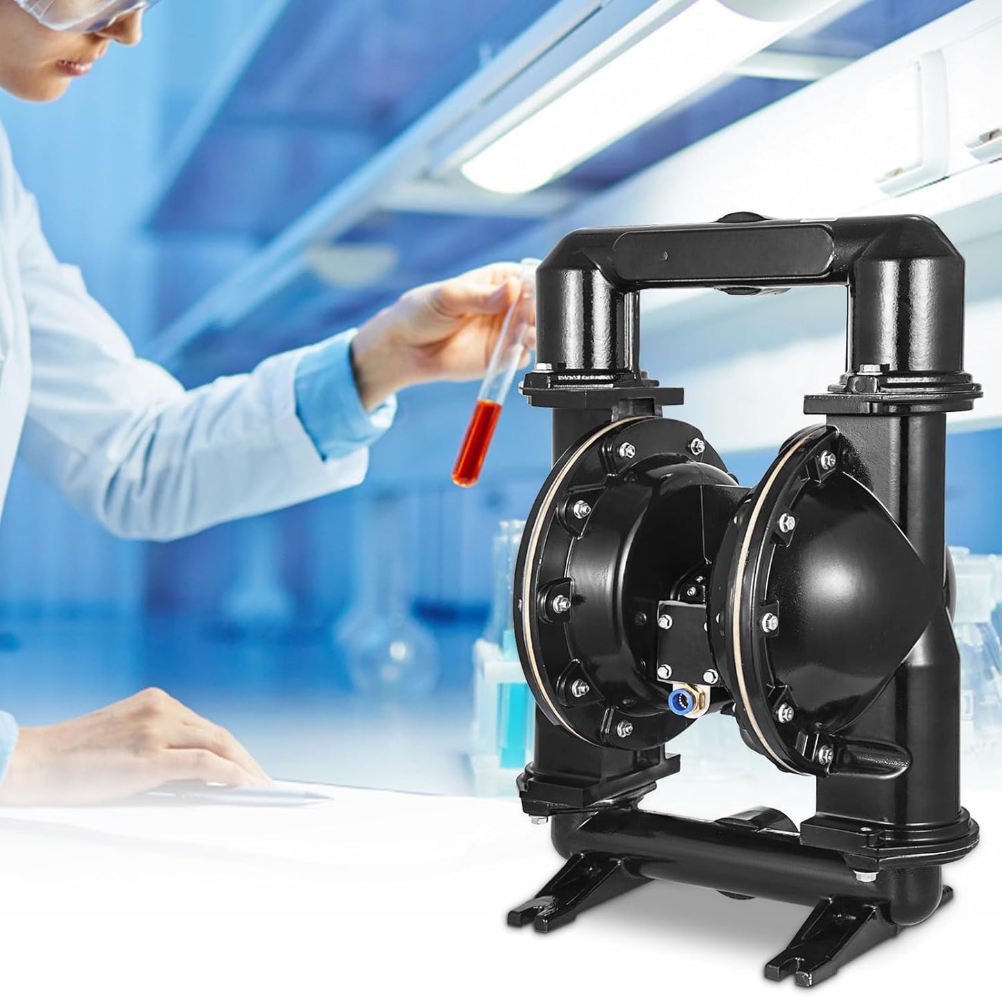 VEVOR Air-Operated Double Diaphragm Pump, 2 inch Inlet & Outlet, Aluminum Alloy Body, 75 GPM & Max 120PSI, Nitrile Diaphragm Transfer Pump for Petroleum, Diesel, Oil and Low Viscosity Fluids