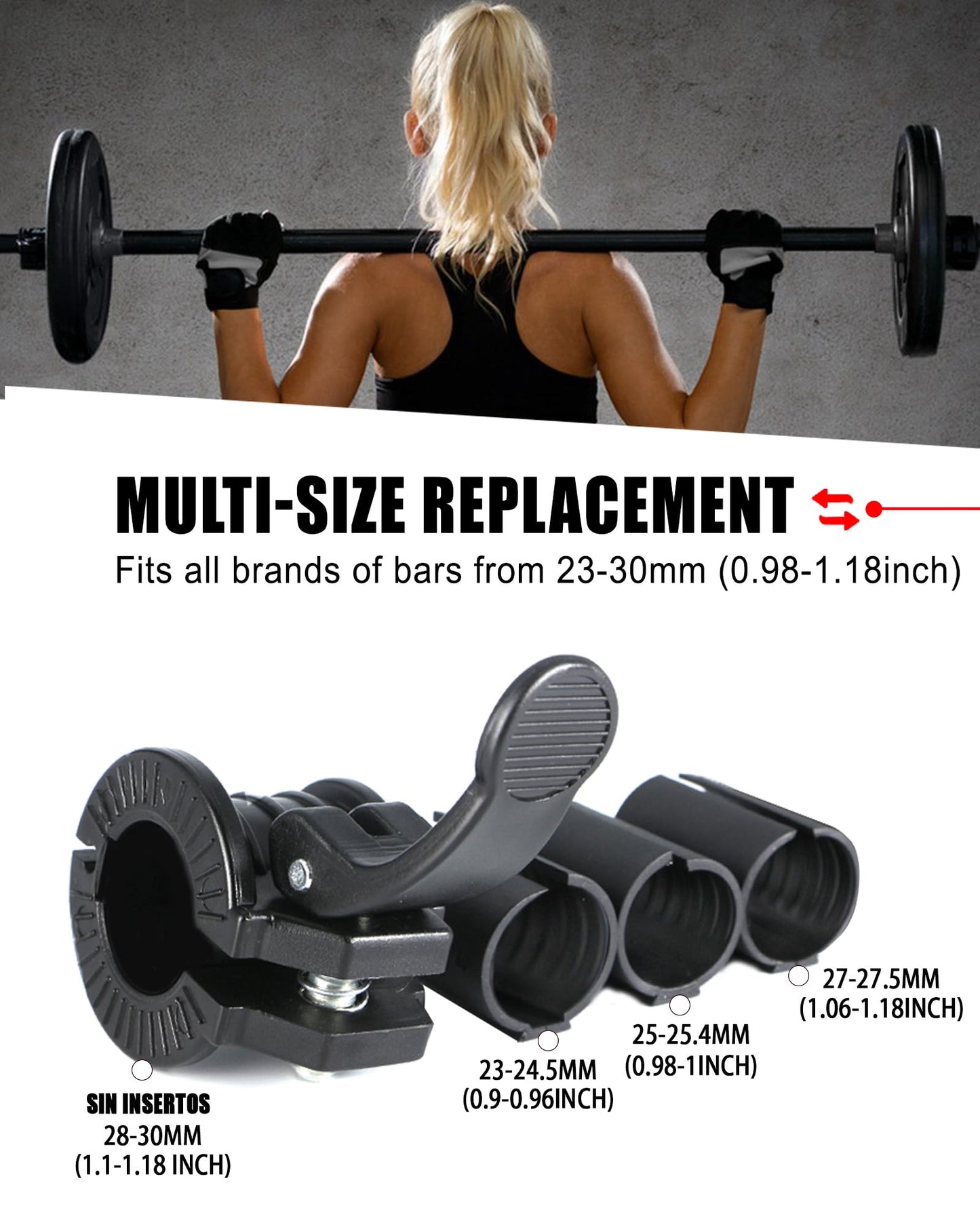ZY-HUAN Barbell Clips 1 inch Barbell Clamps 0.9-1.18inch Quick Release Weight Clips for Bars Multi-Size Adjustable Olympic Barbell Clamps