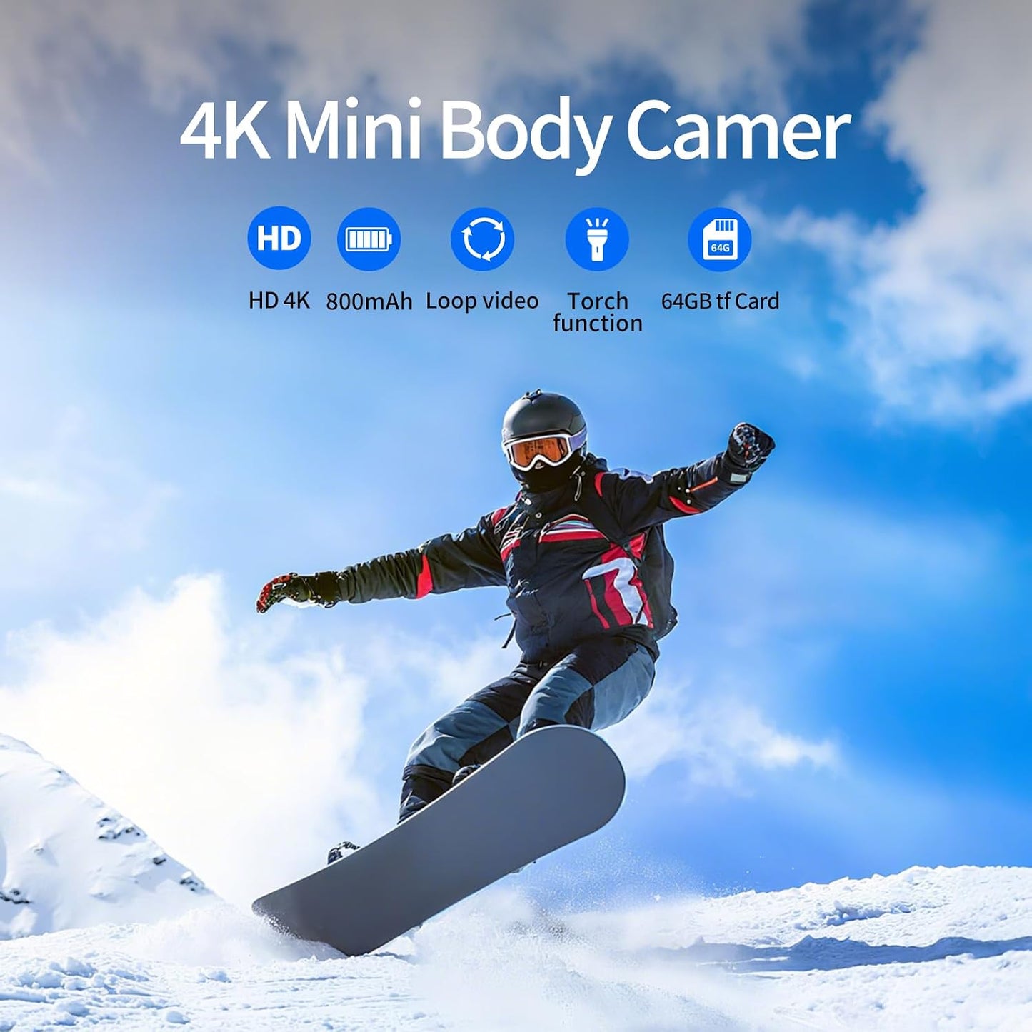DBJIBF 64GB, 4K 30FPS Mini Body Camera Action POV Camcorder, Wearable Body Worn Cam with Audio and Video Recording