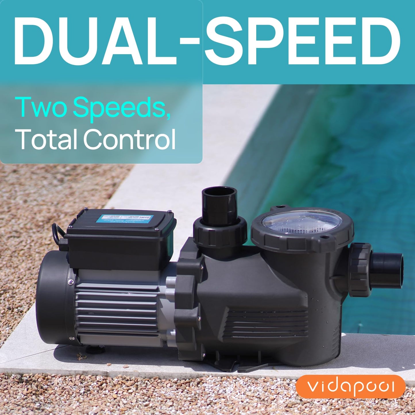 VIDAPOOL In/Above Ground Pool Pump Self Primming High Flow,Matta Black